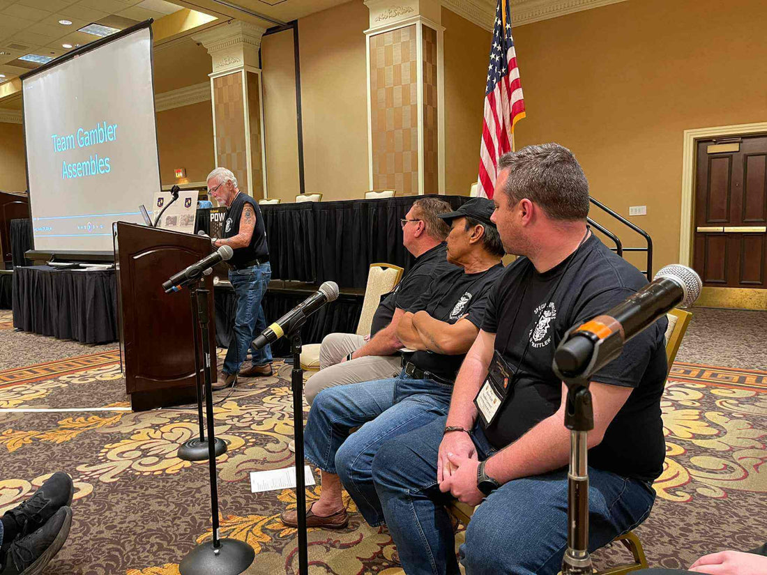 Larry Trimble giving a speech at Special Operations Association about his Return to Vietnam