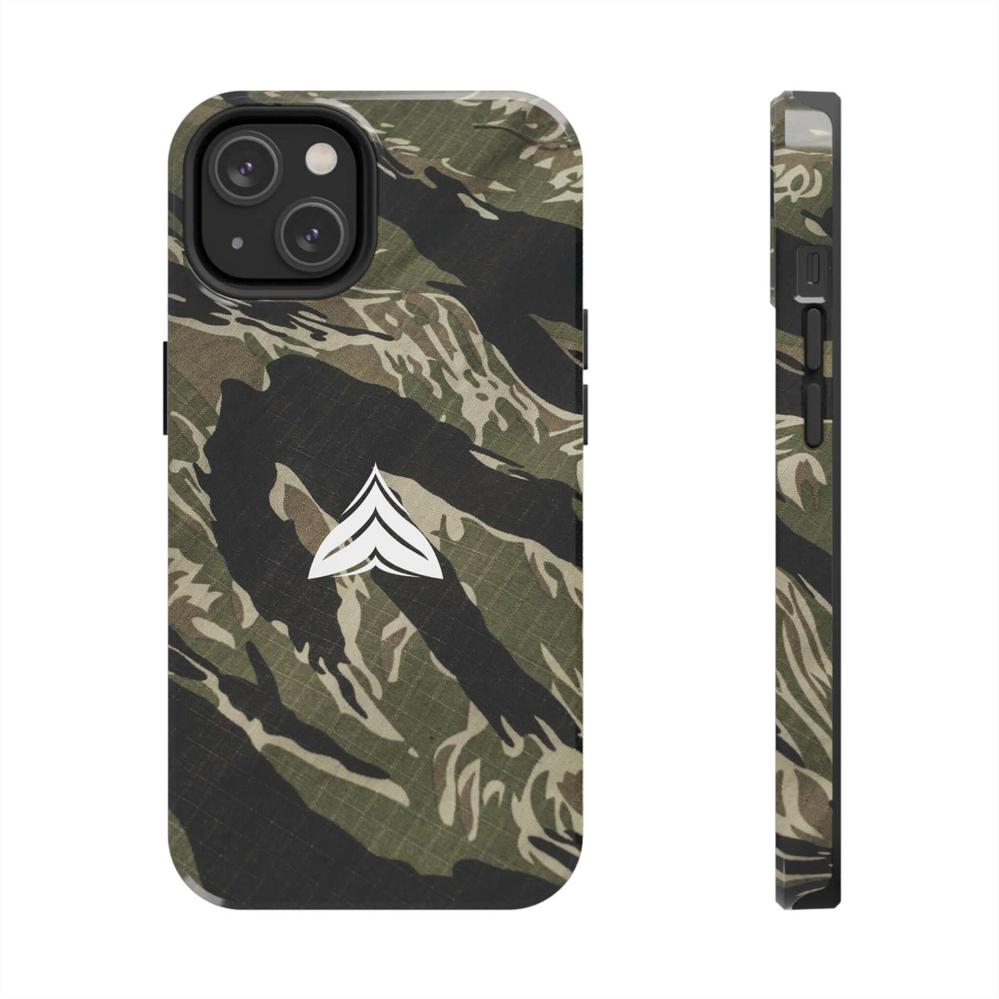 High-quality, USA-made MACV-SOG inspired camo phone case with tigerstripe design for iPhone and Samsung