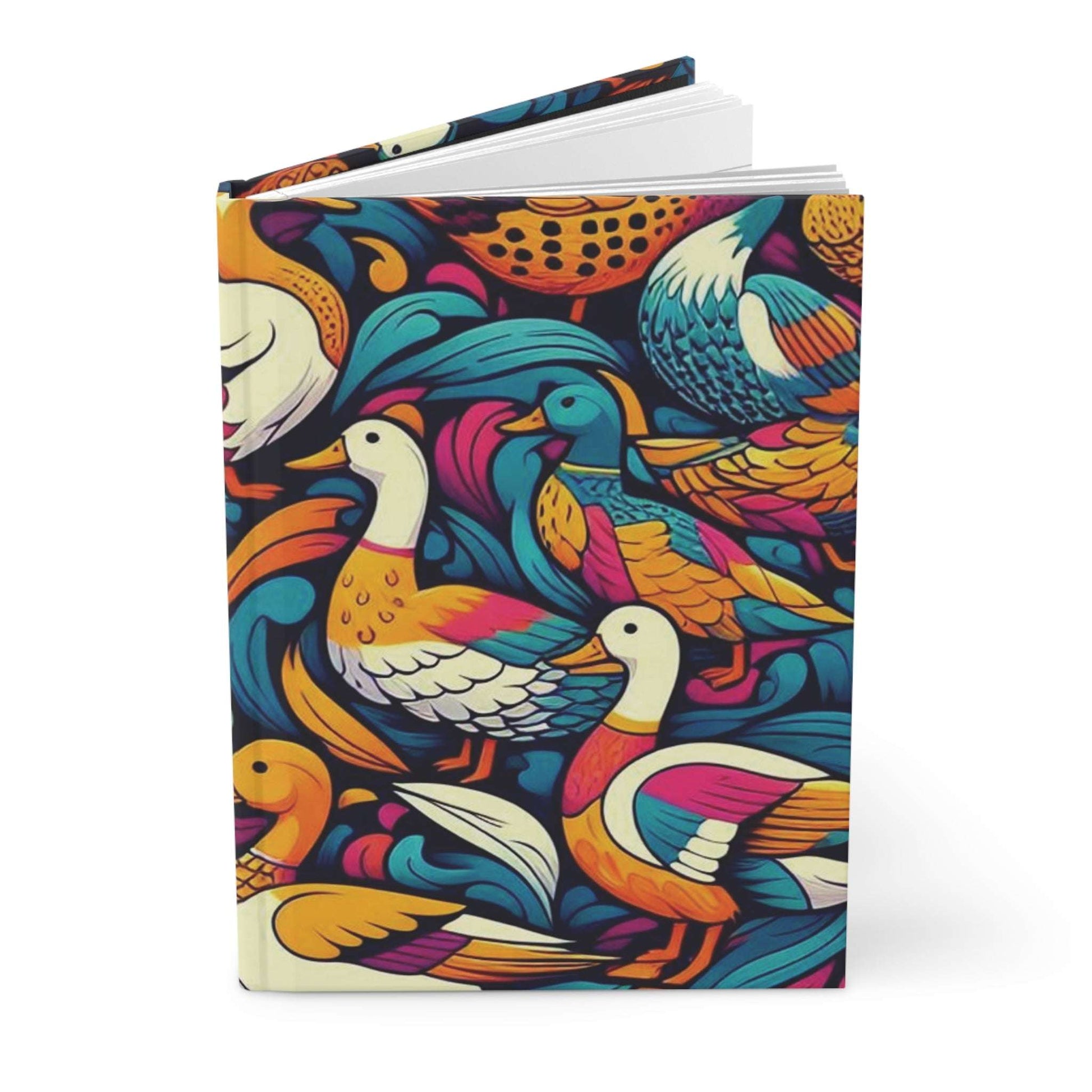 Trippy Duck Pattern Hardcover Journal Matte Notebook Elegant Writing Diary Gift for Writers Diary