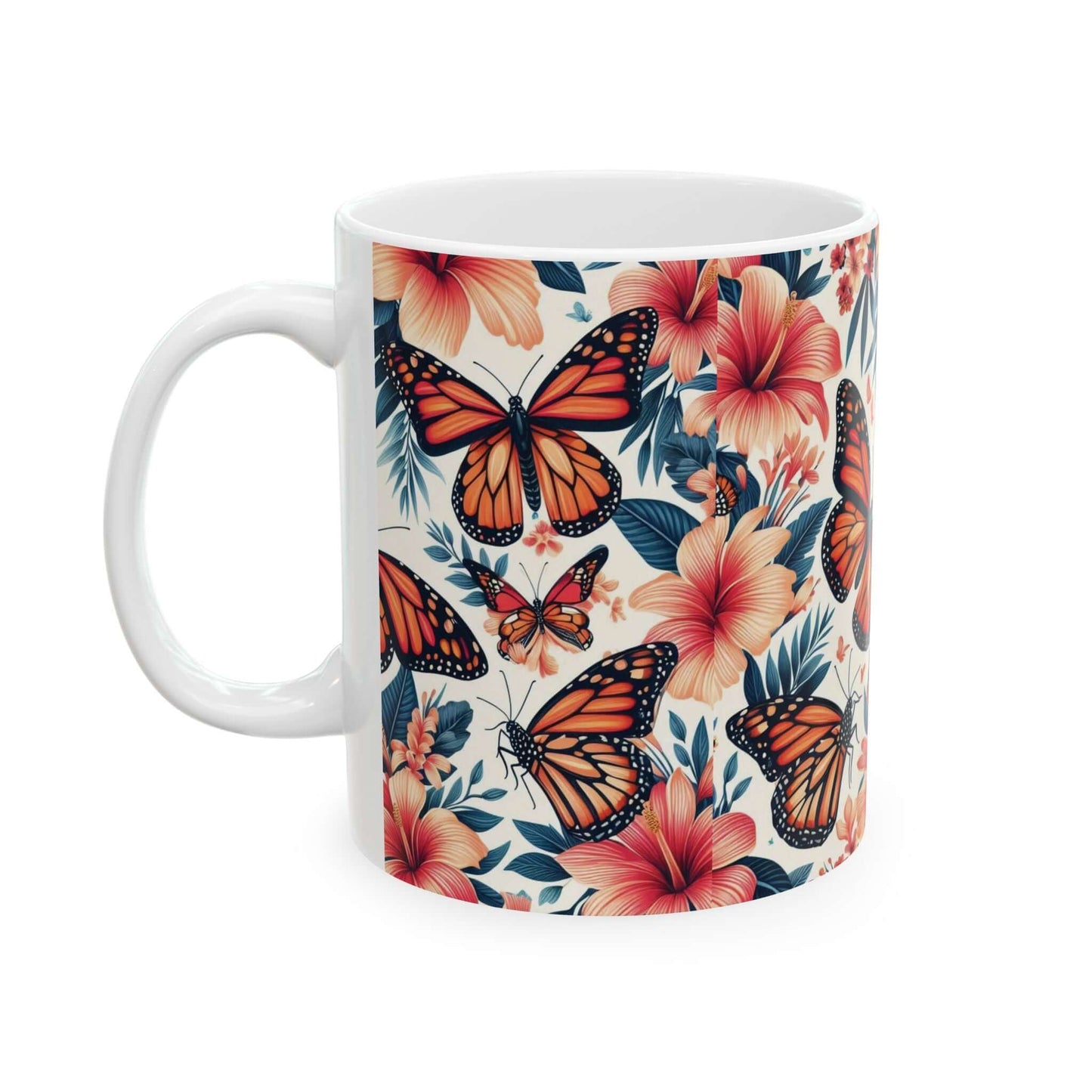 Colorful Monarch Butterfly Floral Ceramic Coffee Mug | 11oz & 15oz Options | Dishwasher & Microwave Safe - Wyld Peak