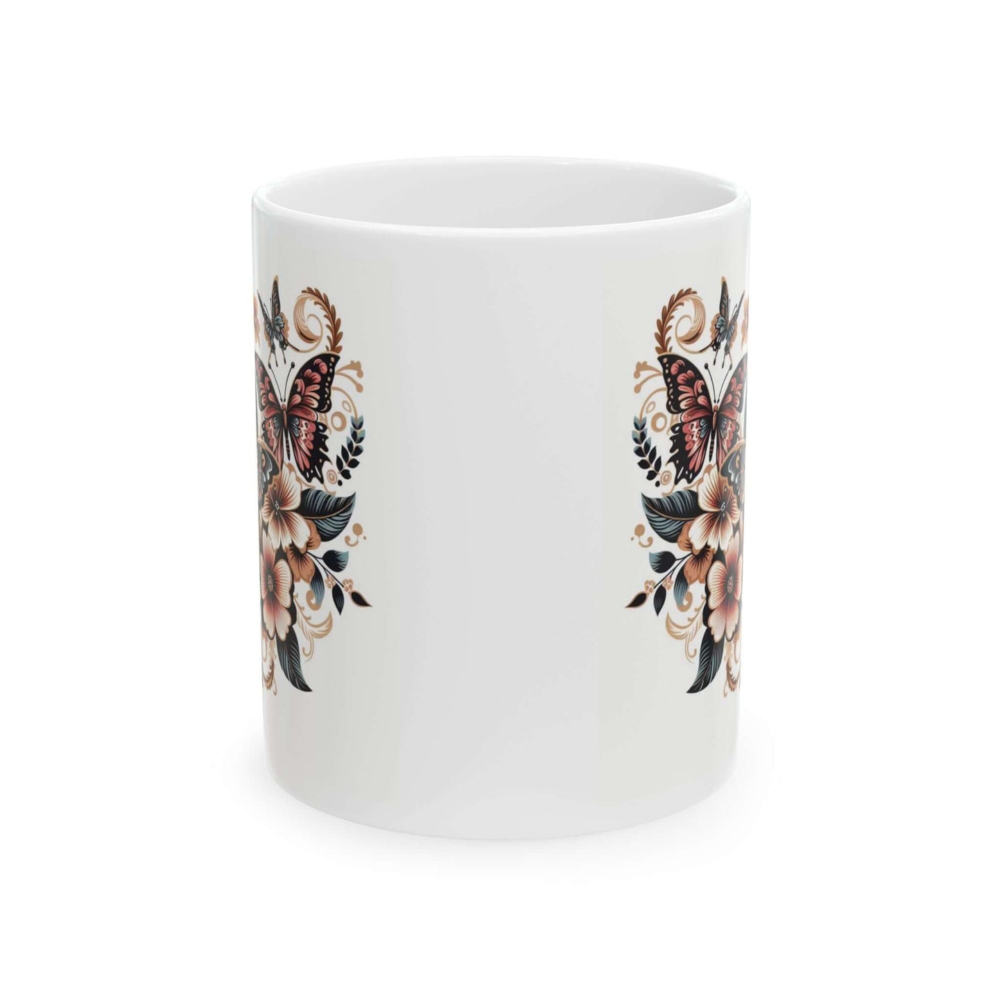 Colorful Butterfly Floral Ceramic Coffee Mug | 11oz & 15oz Options | Dishwasher, Microwave Safe - Wyld Peak