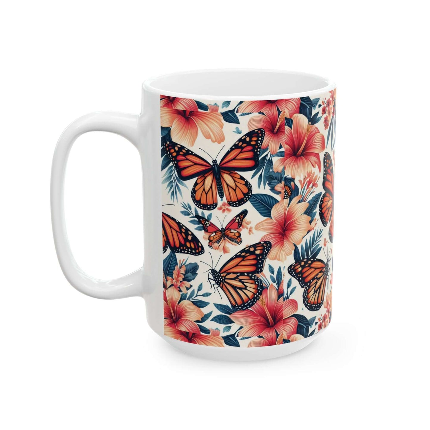 Colorful Monarch Butterfly Floral Ceramic Coffee Mug | 11oz & 15oz Options | Dishwasher & Microwave Safe - Wyld Peak