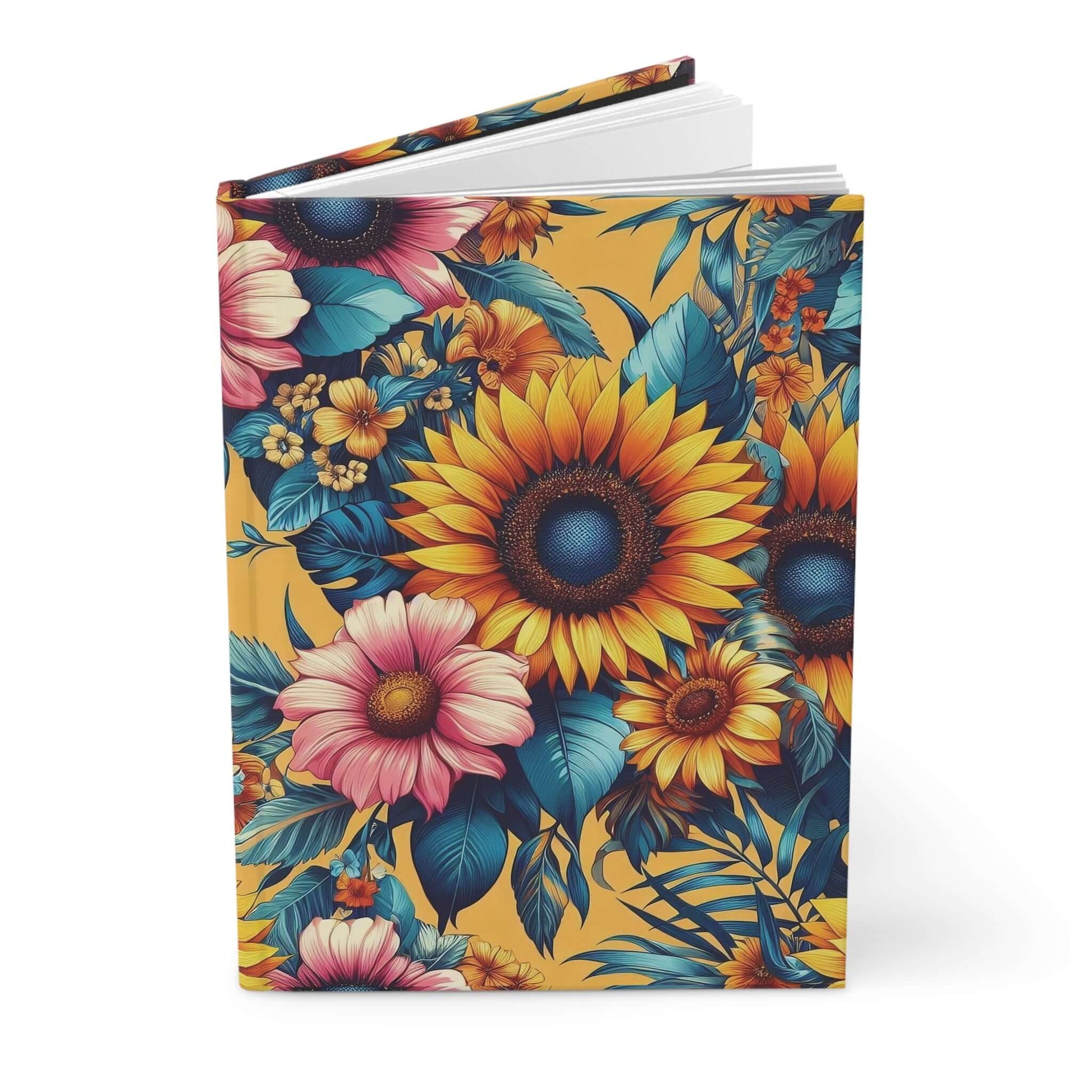 Sunflower Floral Hardcover Journal | Matte Finish Notebook | Elegant Writing Diary - Wyld Peak