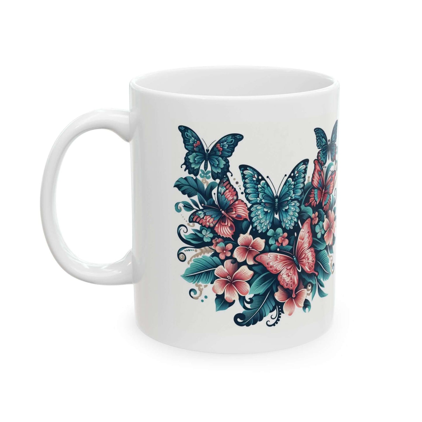 Colorful Butterfly Floral Ceramic Coffee Mug | 11oz & 15oz Options | Dishwasher & Microwave Safe - Wyld Peak