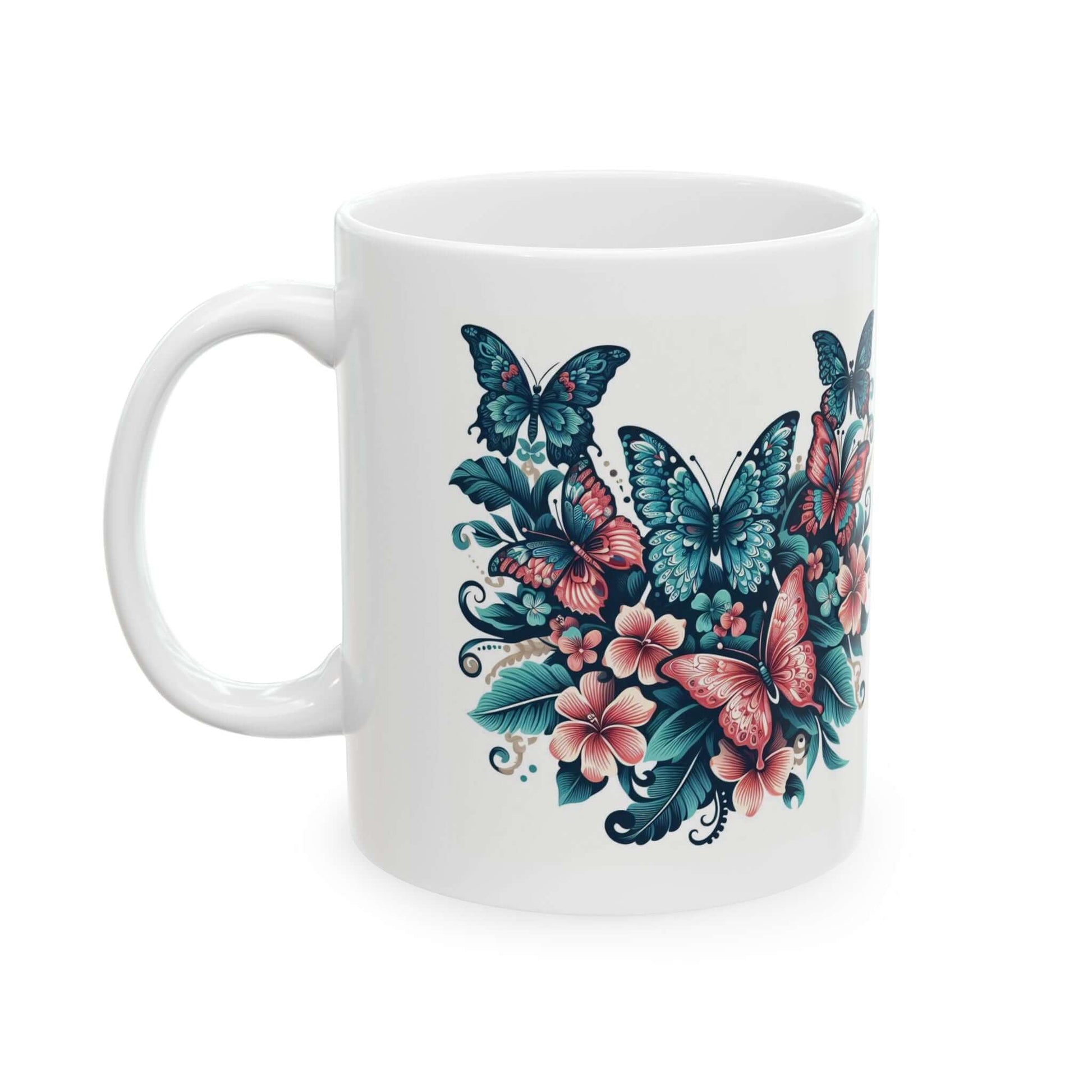 Colorful Butterfly Floral Ceramic Coffee Mug | 11oz & 15oz Options | Dishwasher & Microwave Safe - Wyld Peak