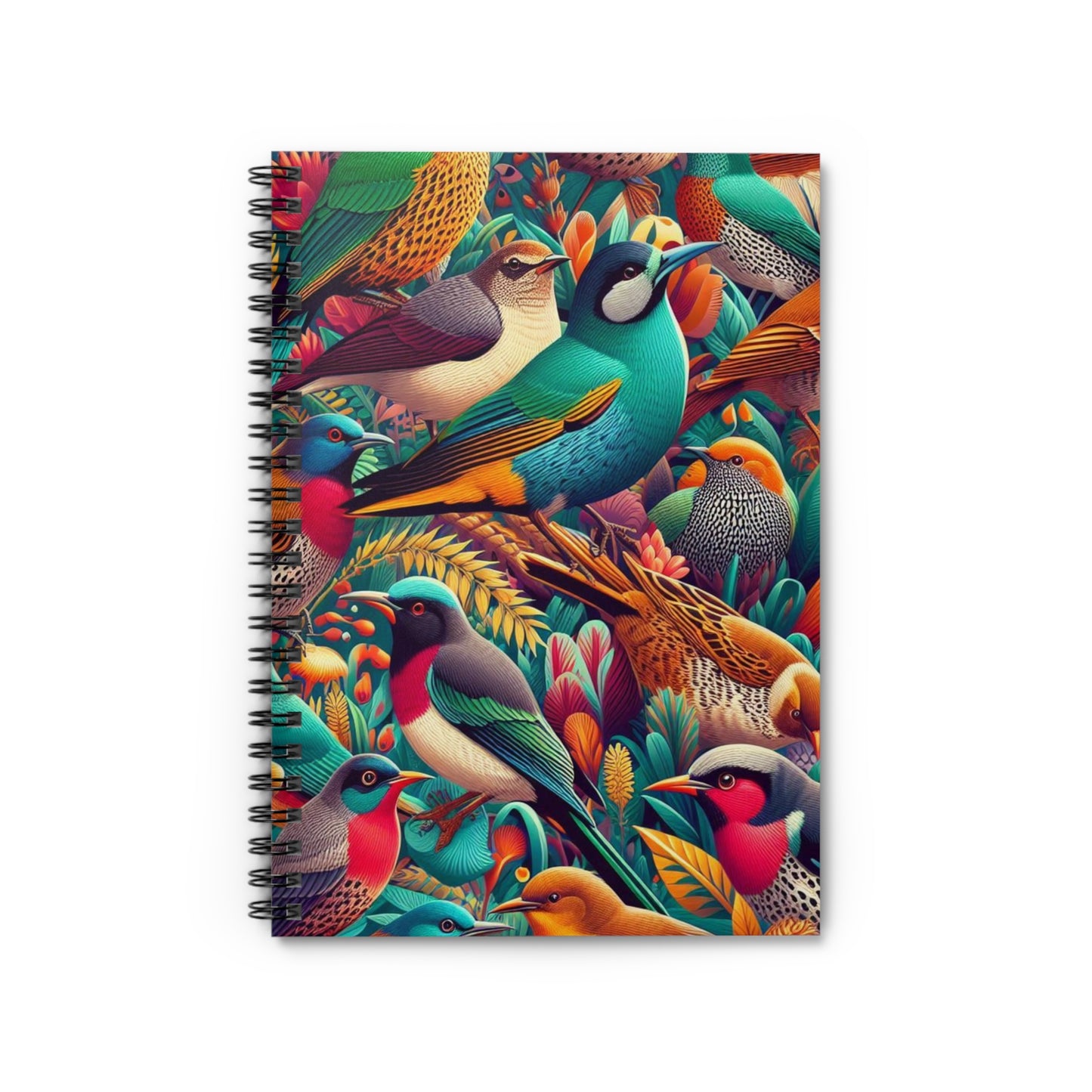 Colorful Bird Floral Spiral Notebook, Ruled Line | Artistic Design for Everyday Use | Perfect Gift for Writers, Him & Her