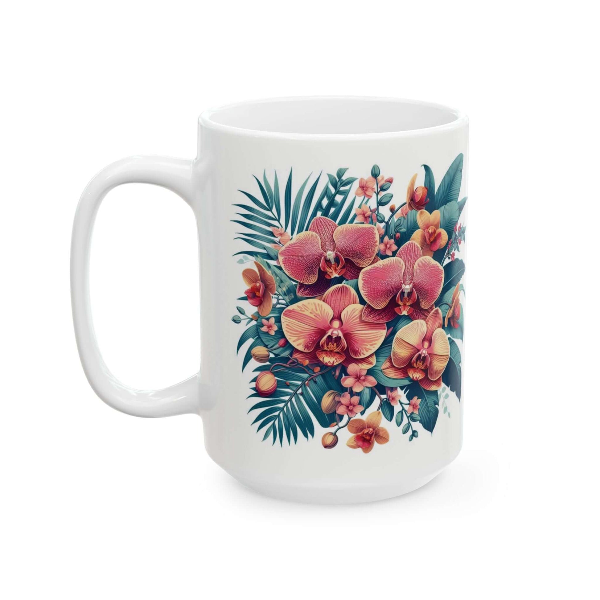 Orchid Floral Ceramic Coffee Mug | 11oz & 15oz Options | Dishwasher, Microwave Safe - Wyld Peak