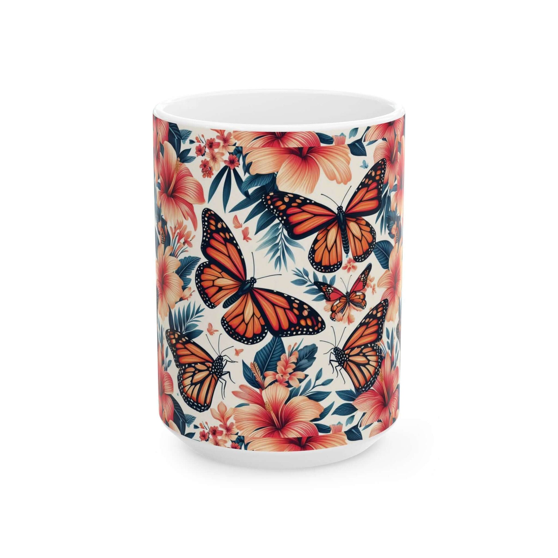 Colorful Monarch Butterfly Floral Ceramic Coffee Mug | 11oz & 15oz Options | Dishwasher & Microwave Safe - Wyld Peak