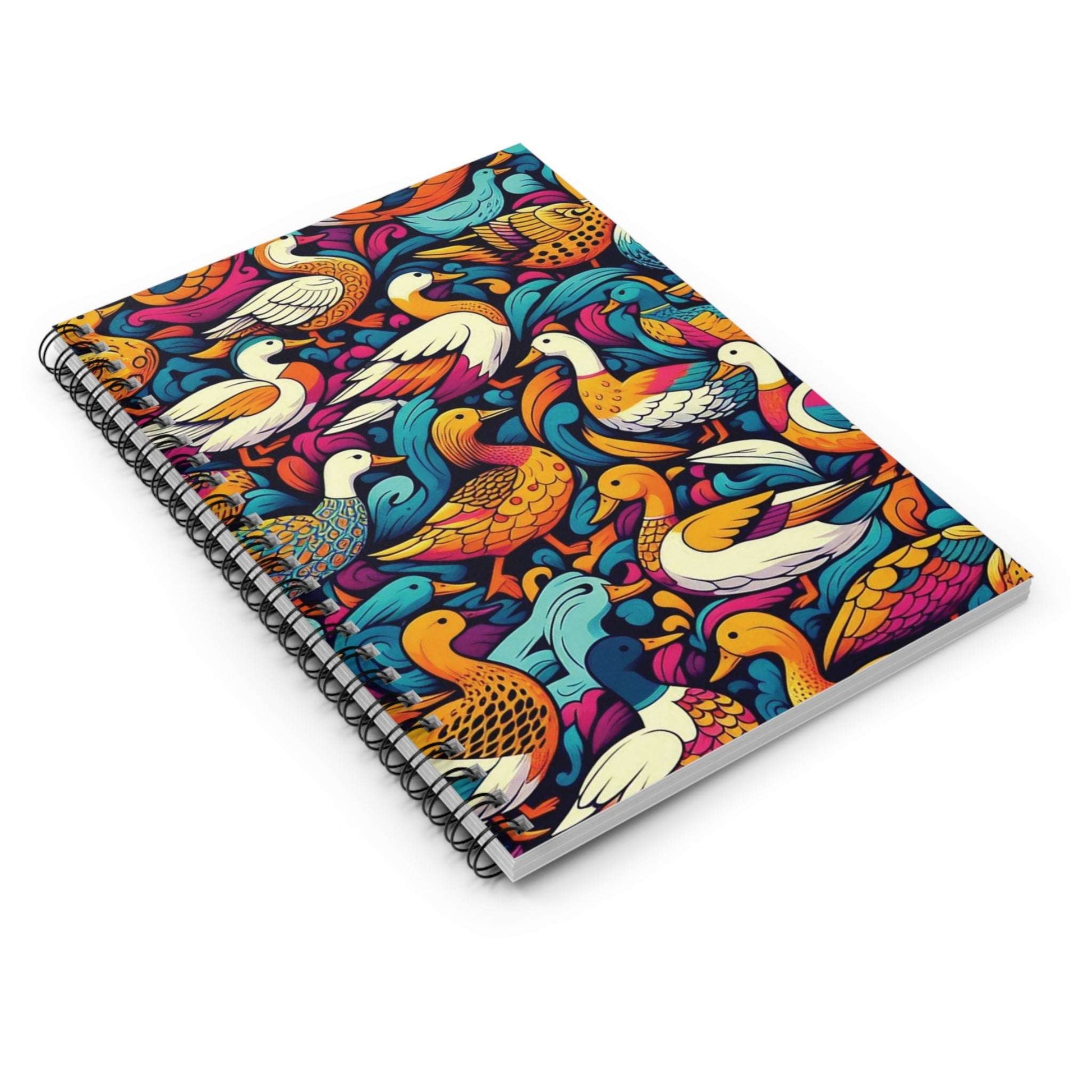 Trippy Duck Pattern Spiral Notebook, Ruled Line ,Artistic Design, Everyday Use, Gift for Writers, Him & Her