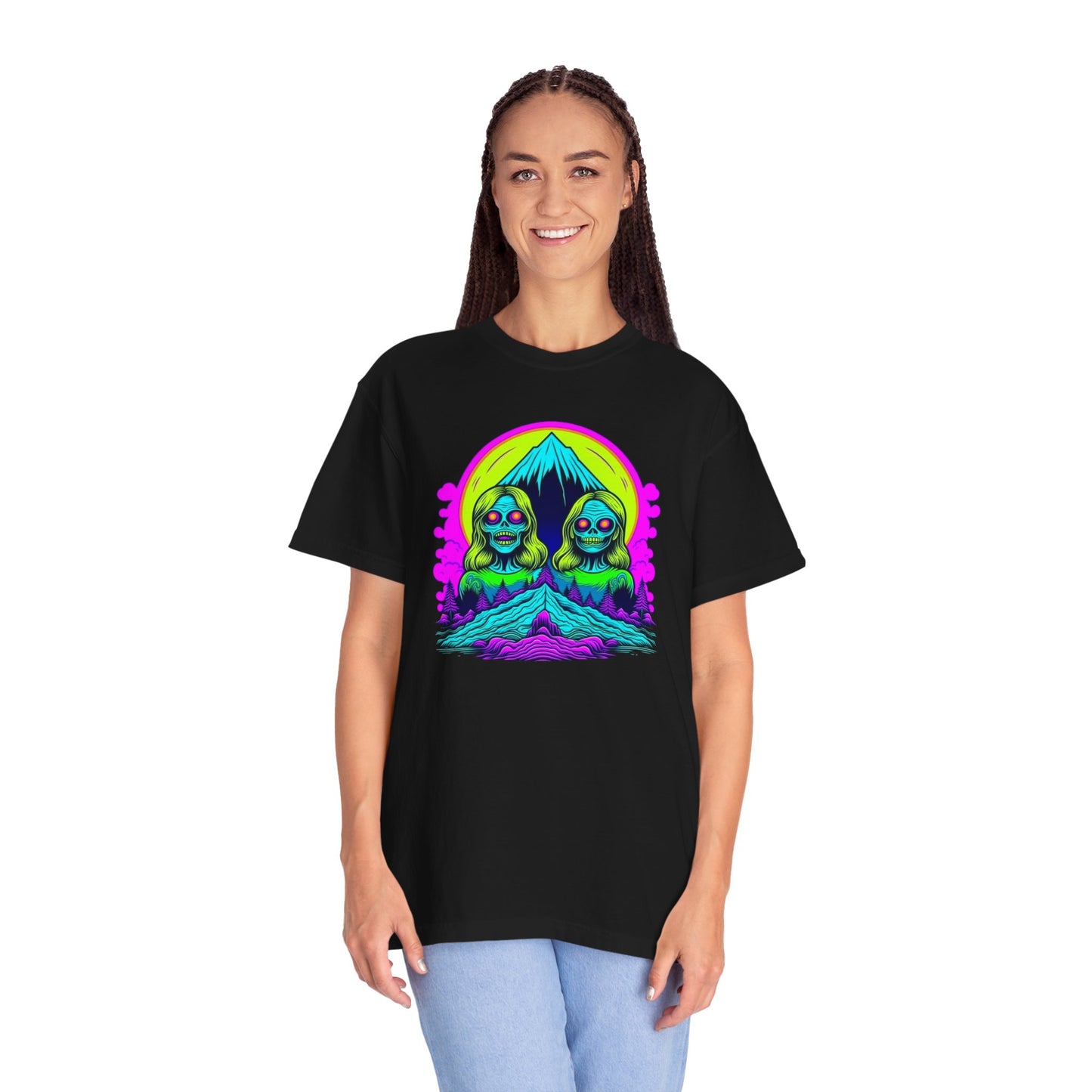 Woman in a stylish Zombie Tee T-shirt