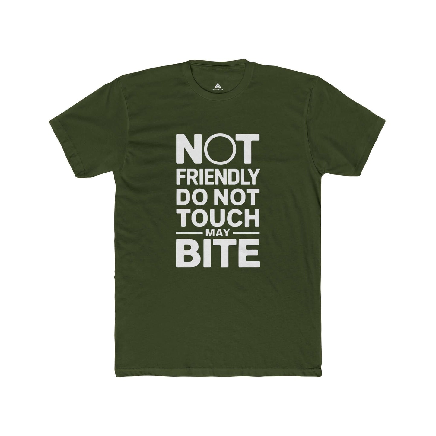 Sassy women's graphic t-shirt with 'Do Not Touch' slogan, made from ring-spun cotton in green.