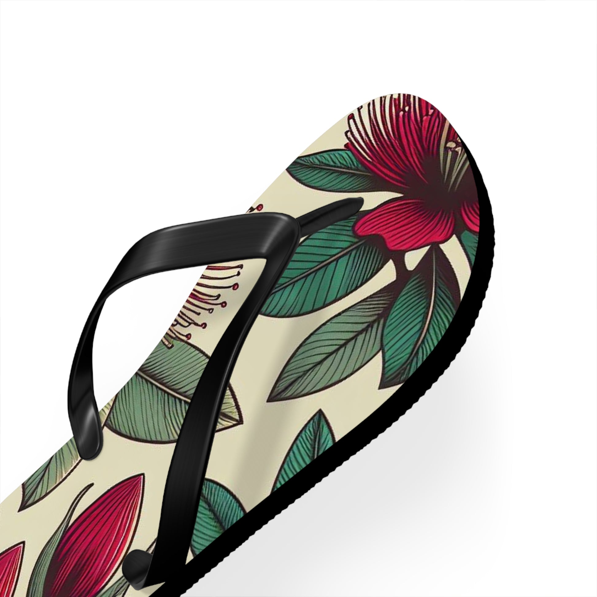 a pair of women's flip flops with flowers on them