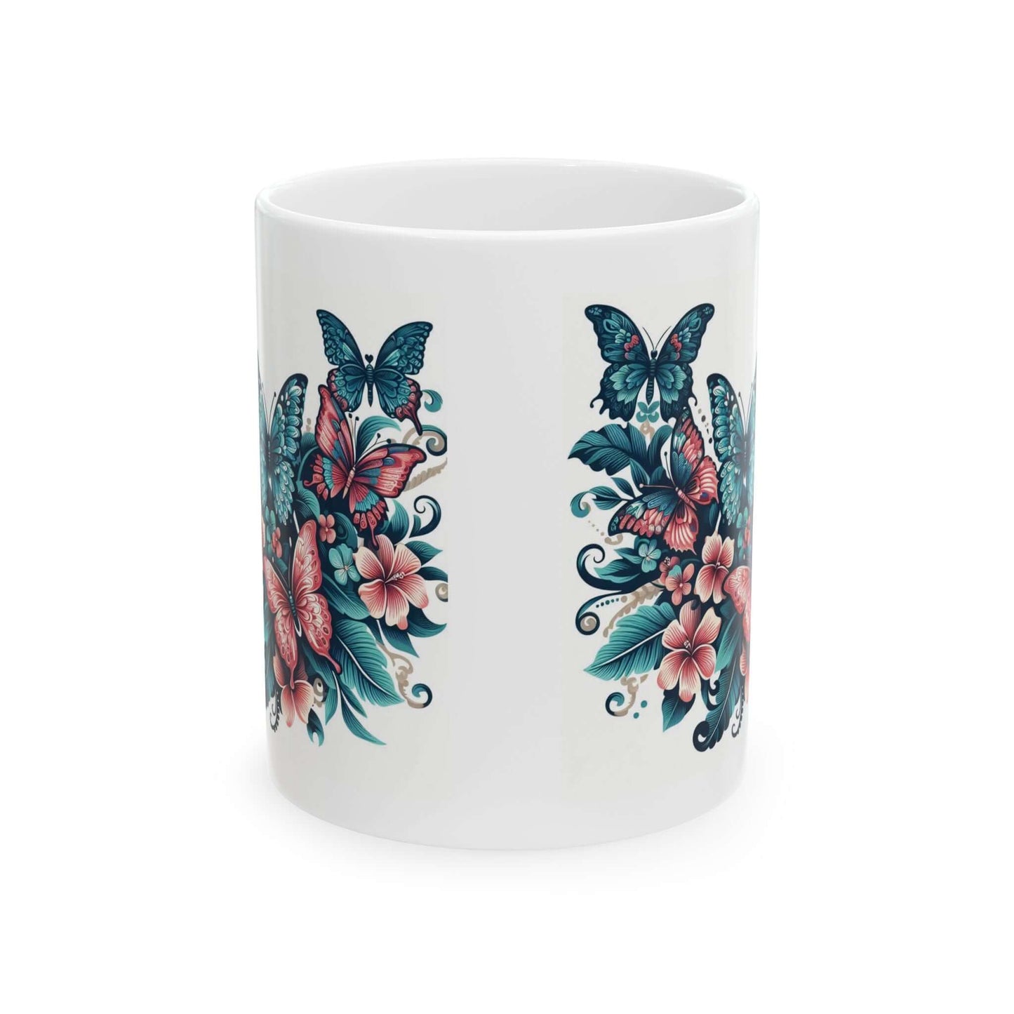 Colorful Butterfly Floral Ceramic Coffee Mug | 11oz & 15oz Options | Dishwasher & Microwave Safe - Wyld Peak