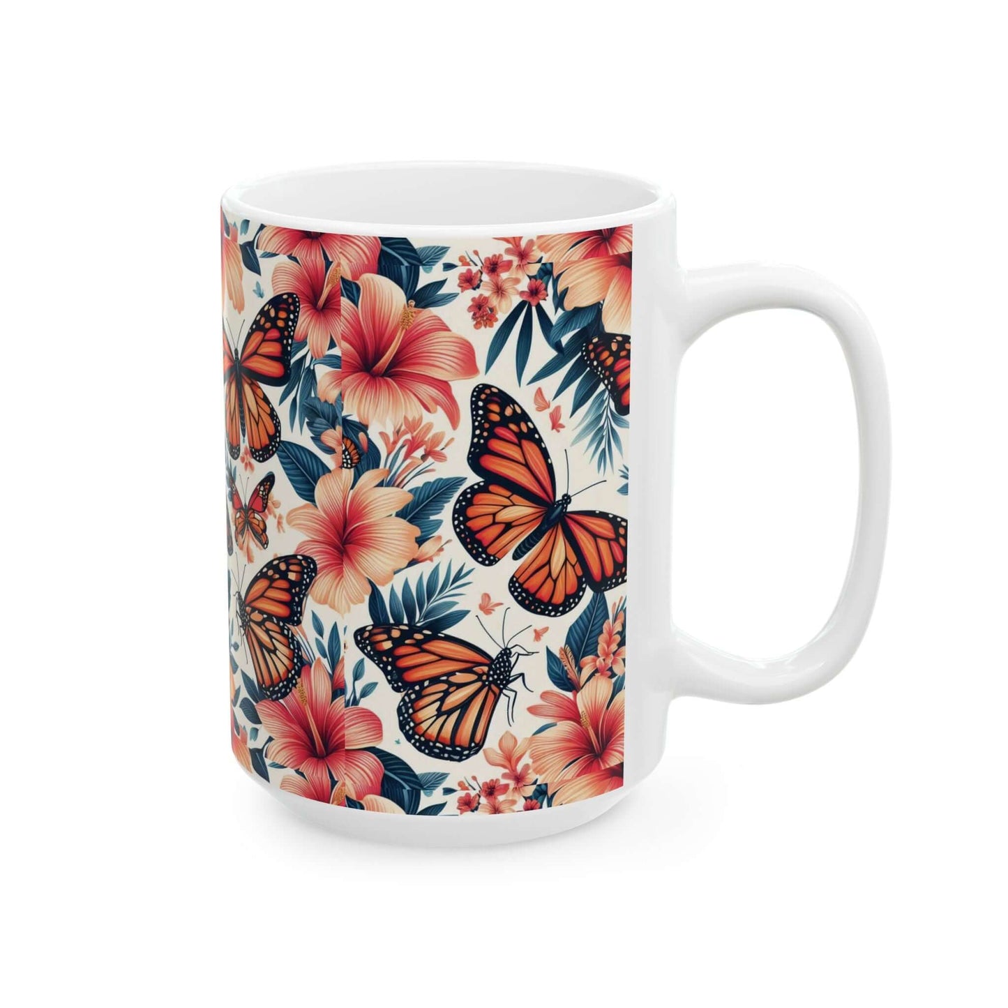 Colorful Monarch Butterfly Floral Ceramic Coffee Mug | 11oz & 15oz Options | Dishwasher & Microwave Safe - Wyld Peak