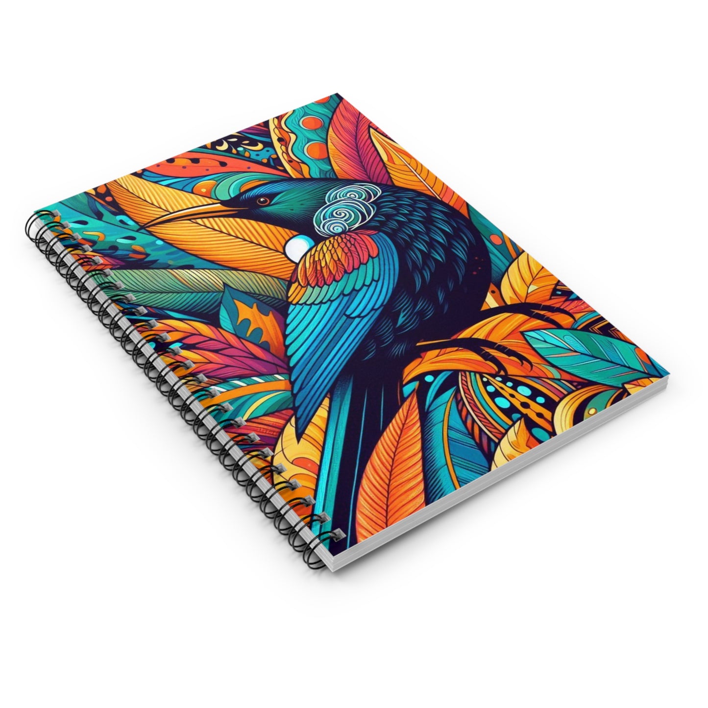 NZ Tui Bird Floral Spiral Notebook, Ruled Line | Artistic Design for Everyday Use | Perfect Gift for Writers, Him & Her