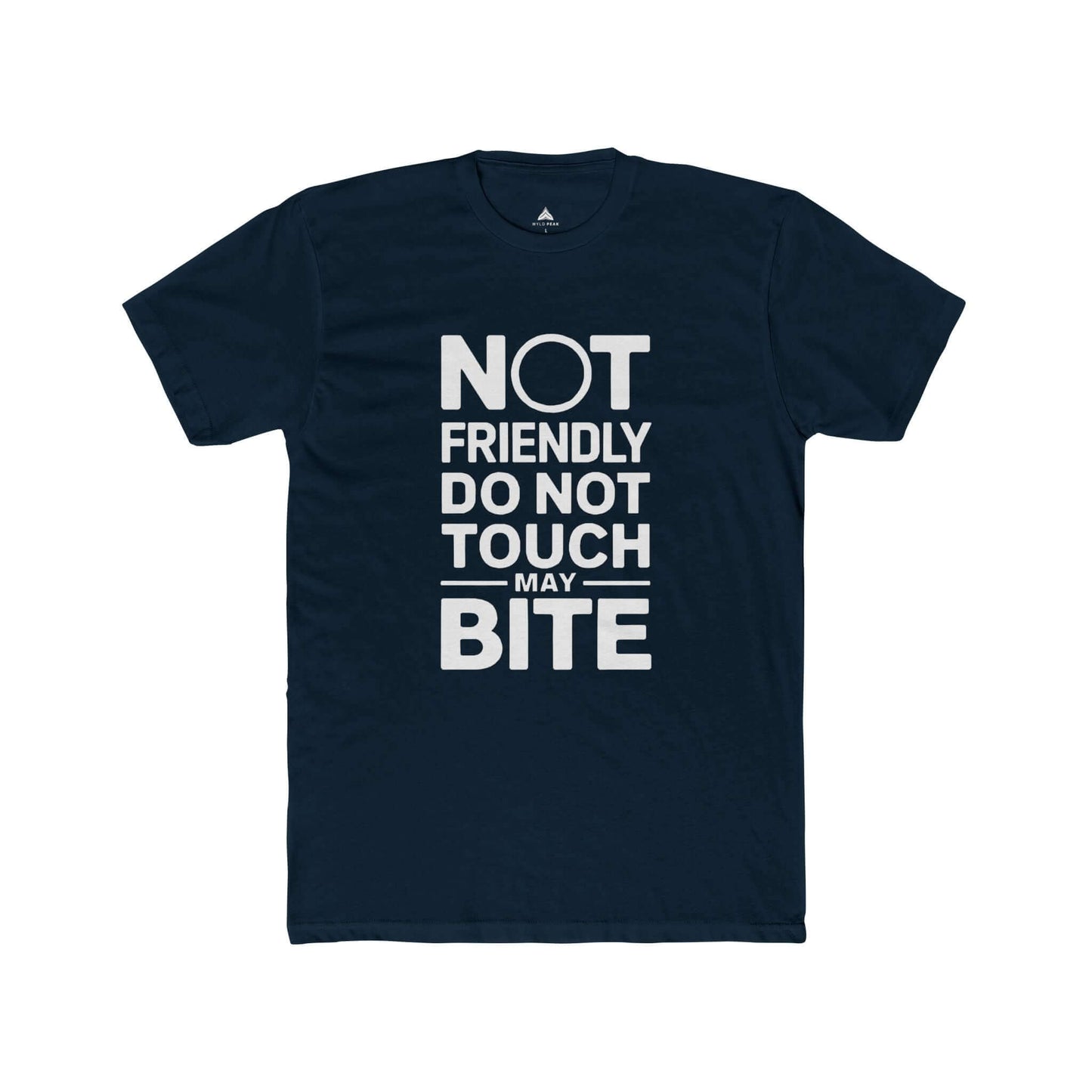 Soft and lightweight women's tee with edgy text design, perfect for casual outings in navy.