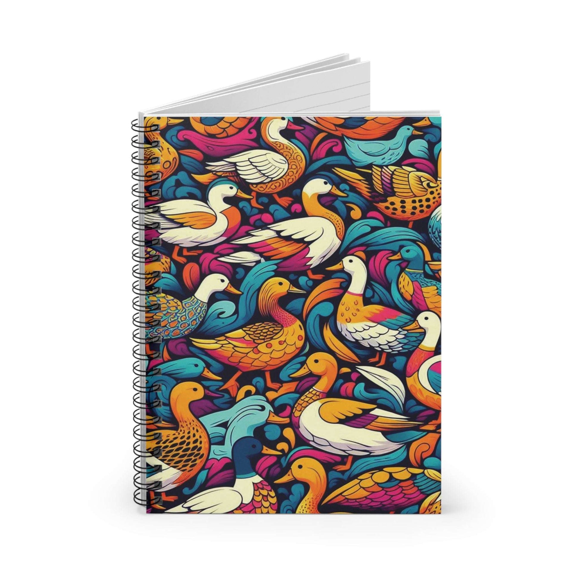 Trippy Duck Pattern Spiral Notebook, Ruled Line ,Artistic Design, Everyday Use, Gift for Writers, Him & Her