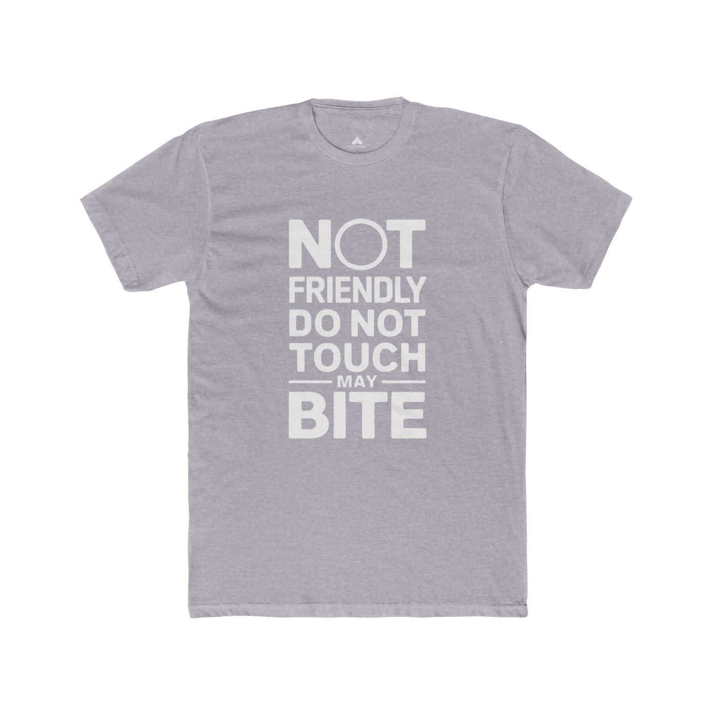 Eco-friendly women's t-shirt with bold text, designed in North America with premium cotton in heather grey.