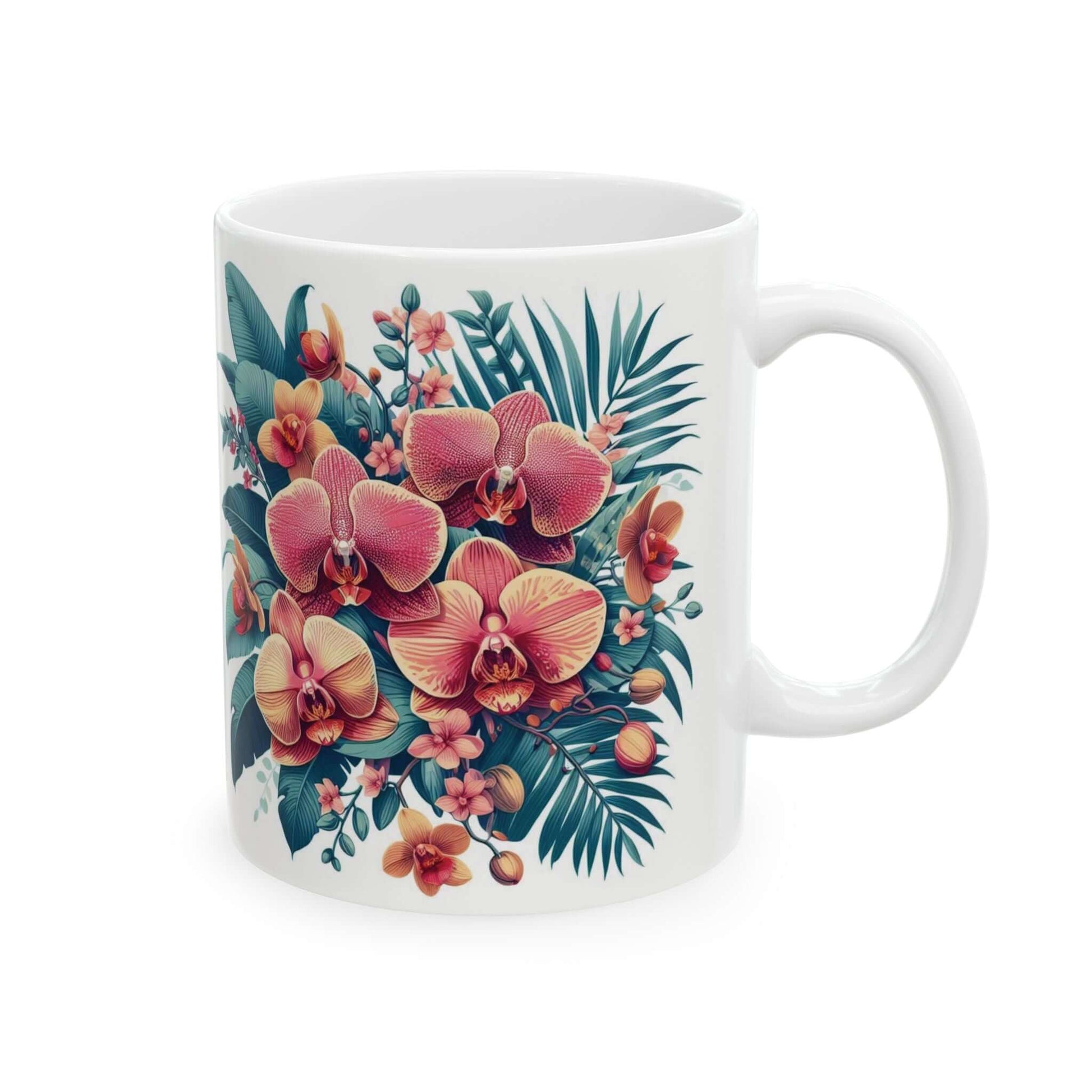 Orchid Floral Ceramic Coffee Mug | 11oz & 15oz Options | Dishwasher, Microwave Safe - Wyld Peak