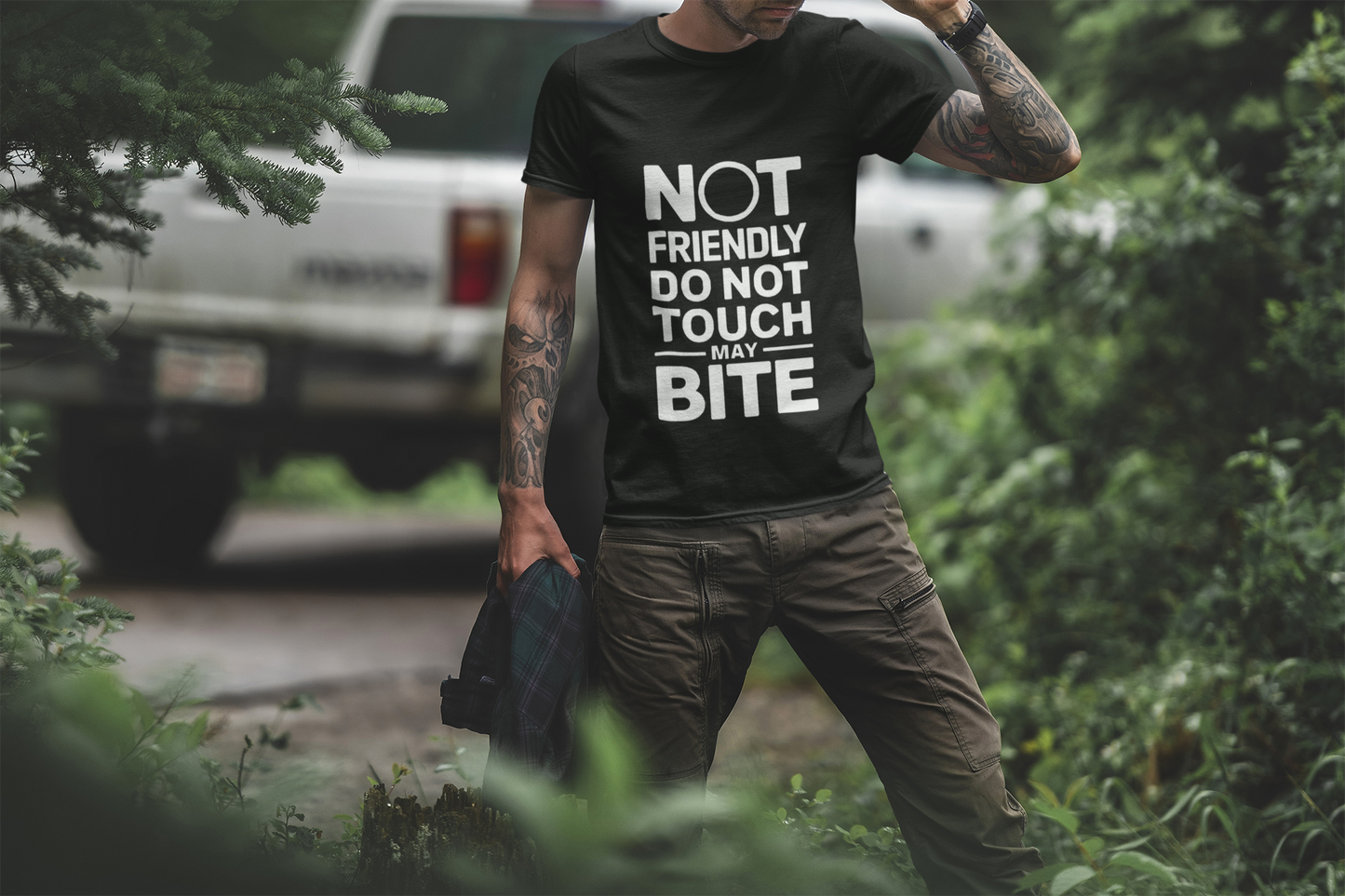 Not Friendly Men's T-Shirt Organic Cotton Outdoor Tee | Unisex Softstyle Tee