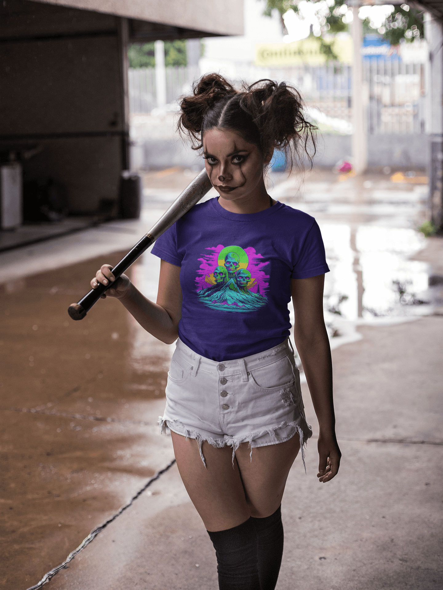 Zombie Skull Women's T-Shirt Organic Cotton Skater Tee | Unisex Softstyle Tee