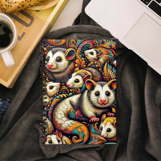 Trippy Possum Spiral Notebook, Ruled Line ,Artistic Design, Everyday Use, Gift for Writers, Him & Her