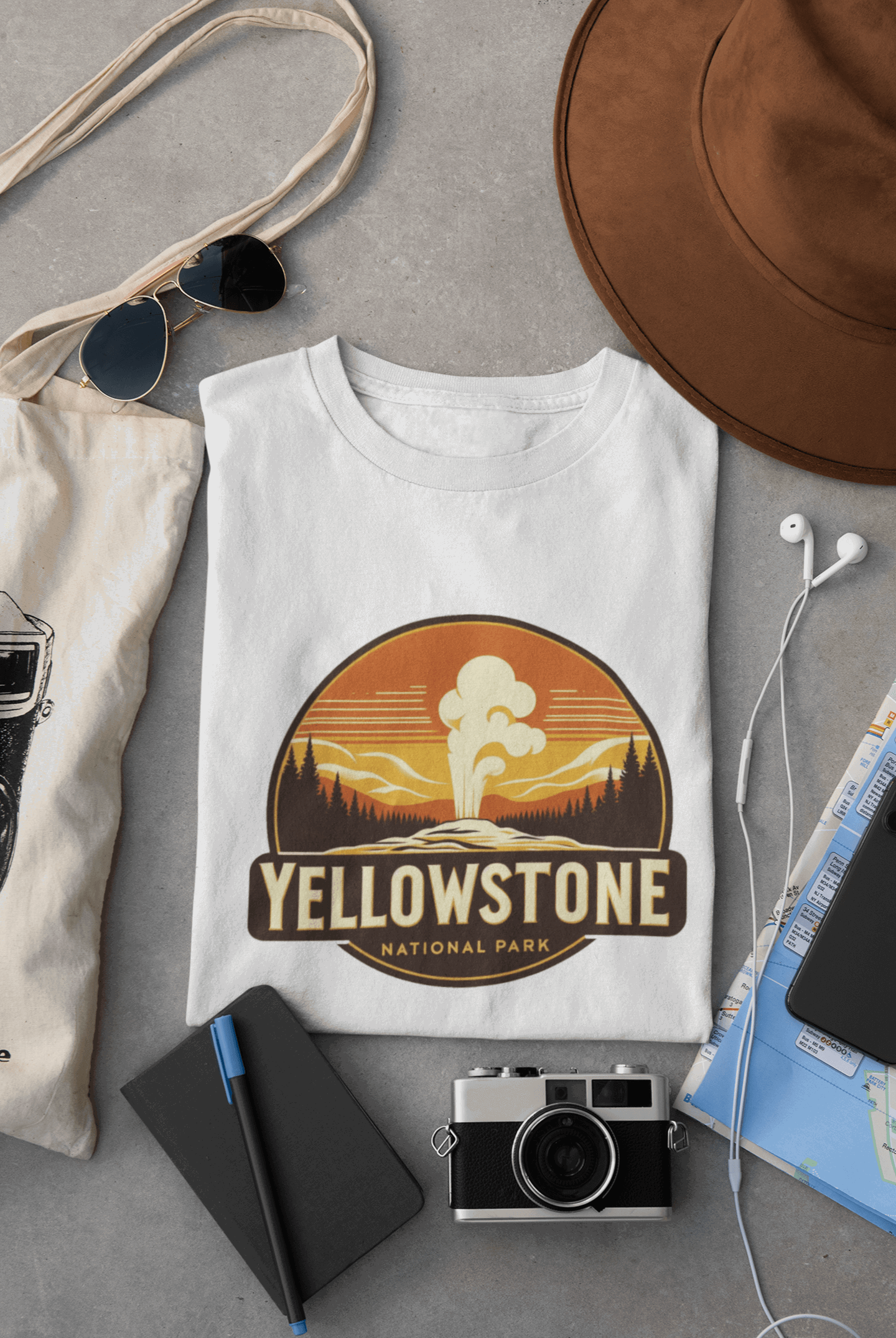 Yellowstone Old Faithful Geyser National Park Unisex Shirt – Eco-Friendly Hiking Tee | Classic Fit, for Camping, Travel & Adventure