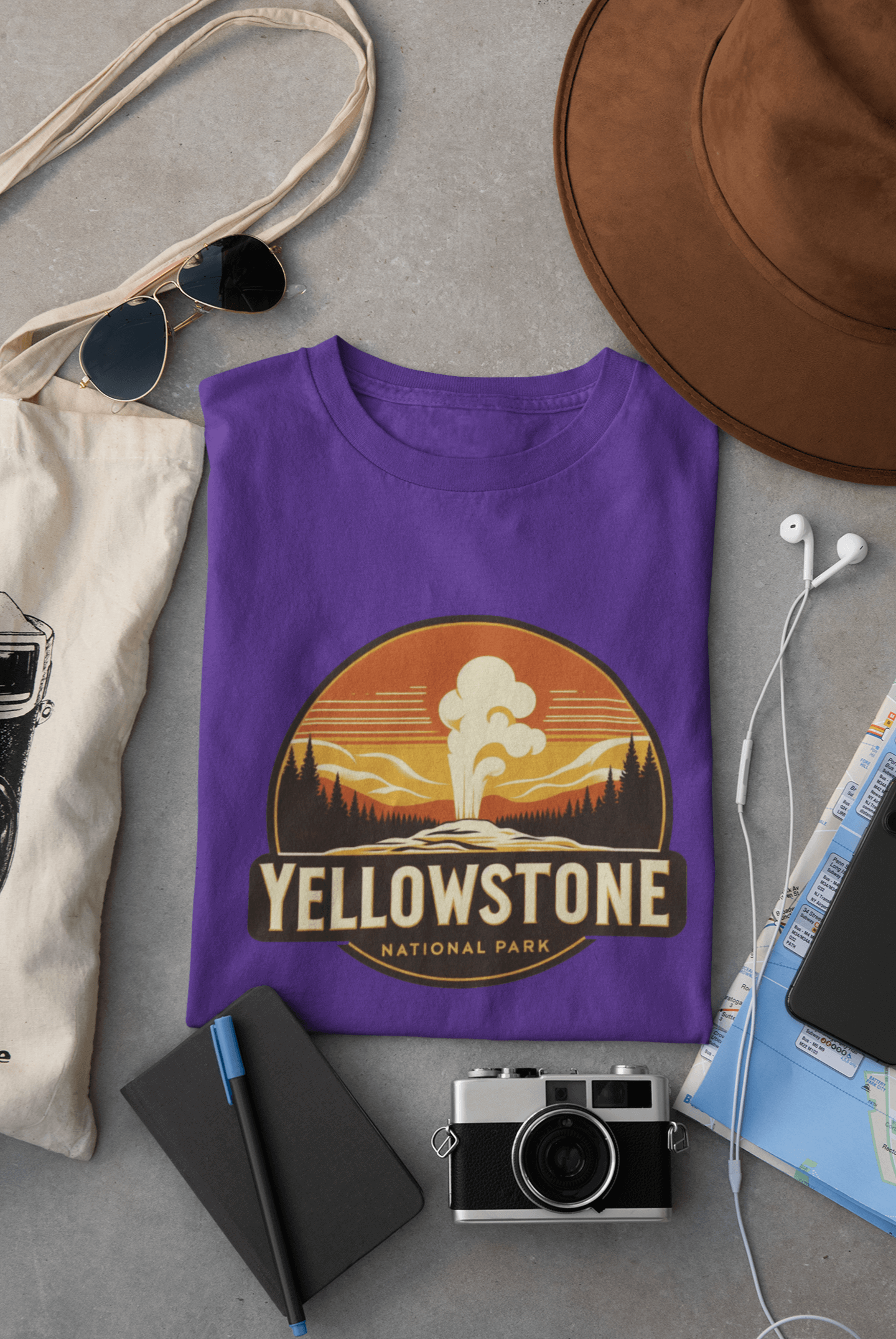 Yellowstone Old Faithful Geyser National Park Unisex Shirt – Eco-Friendly Hiking Tee | Classic Fit, for Camping, Travel & Adventure