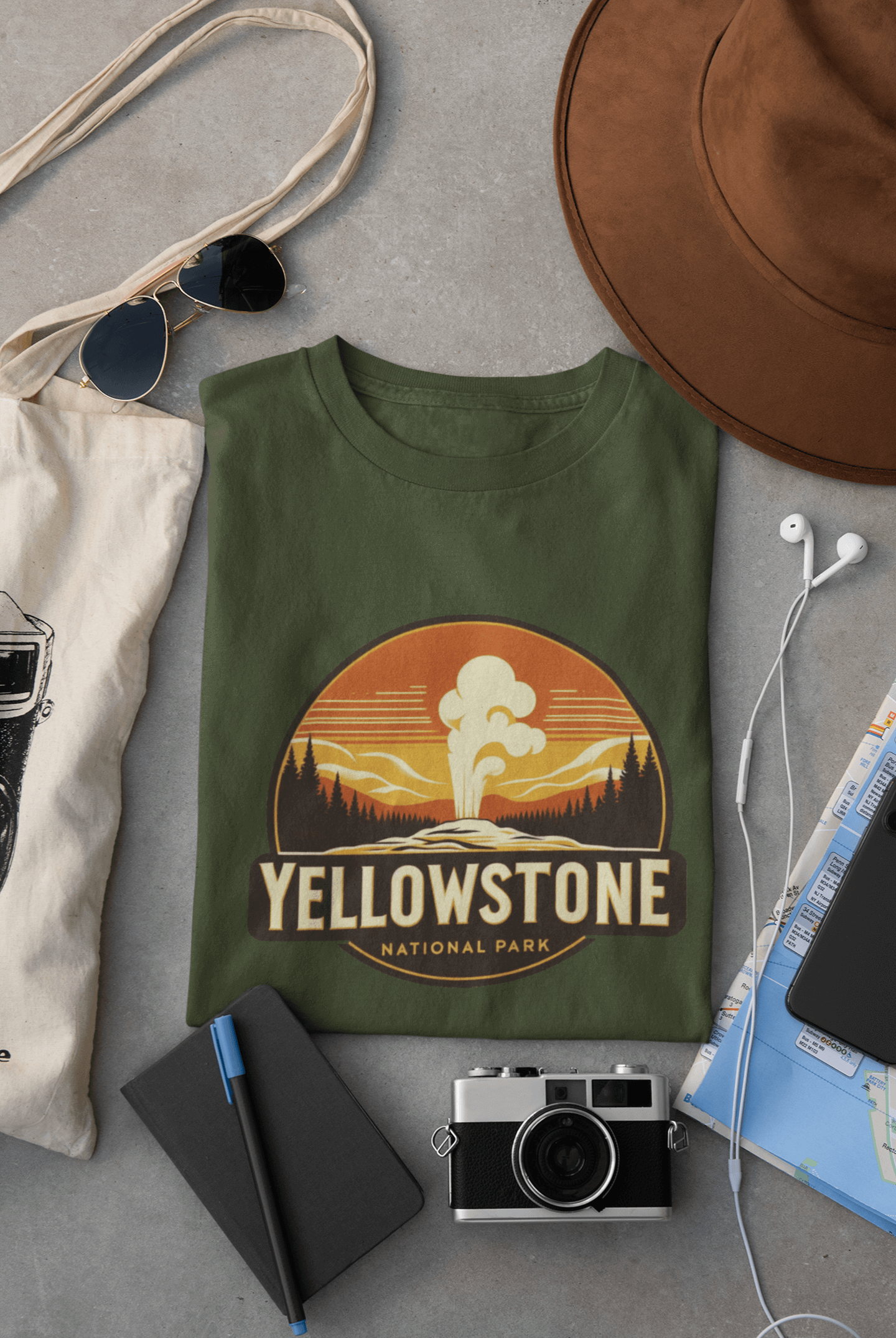 Yellowstone Old Faithful Geyser National Park Unisex Shirt – Eco-Friendly Hiking Tee | Classic Fit, for Camping, Travel & Adventure