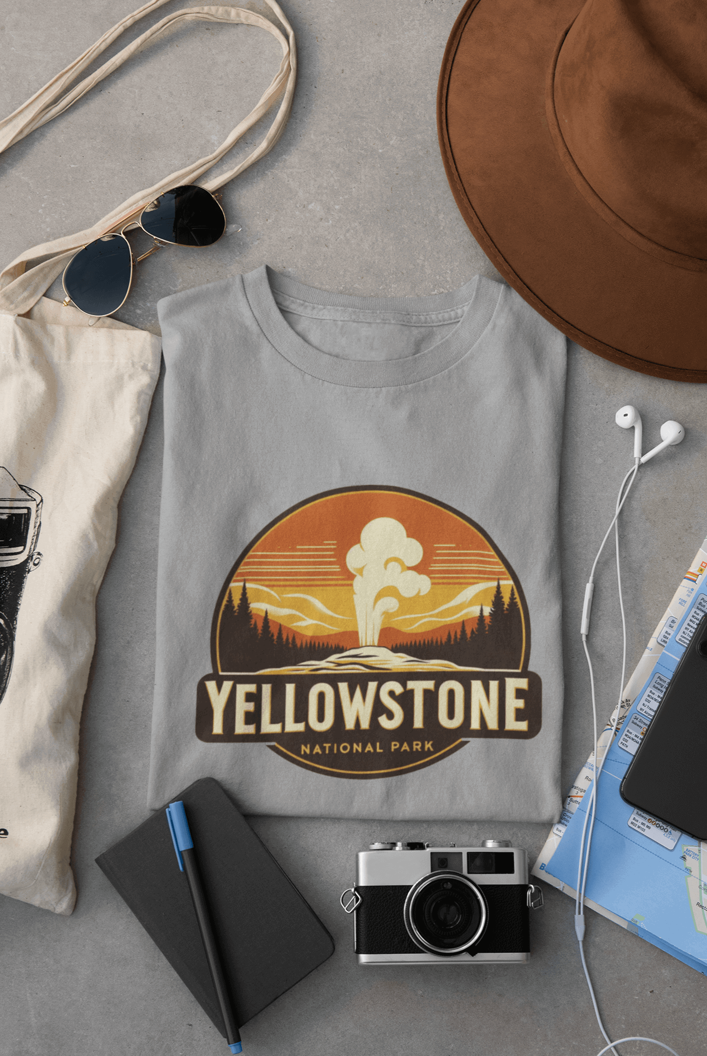 Yellowstone Old Faithful Geyser National Park Unisex Shirt – Eco-Friendly Hiking Tee | Classic Fit, for Camping, Travel & Adventure