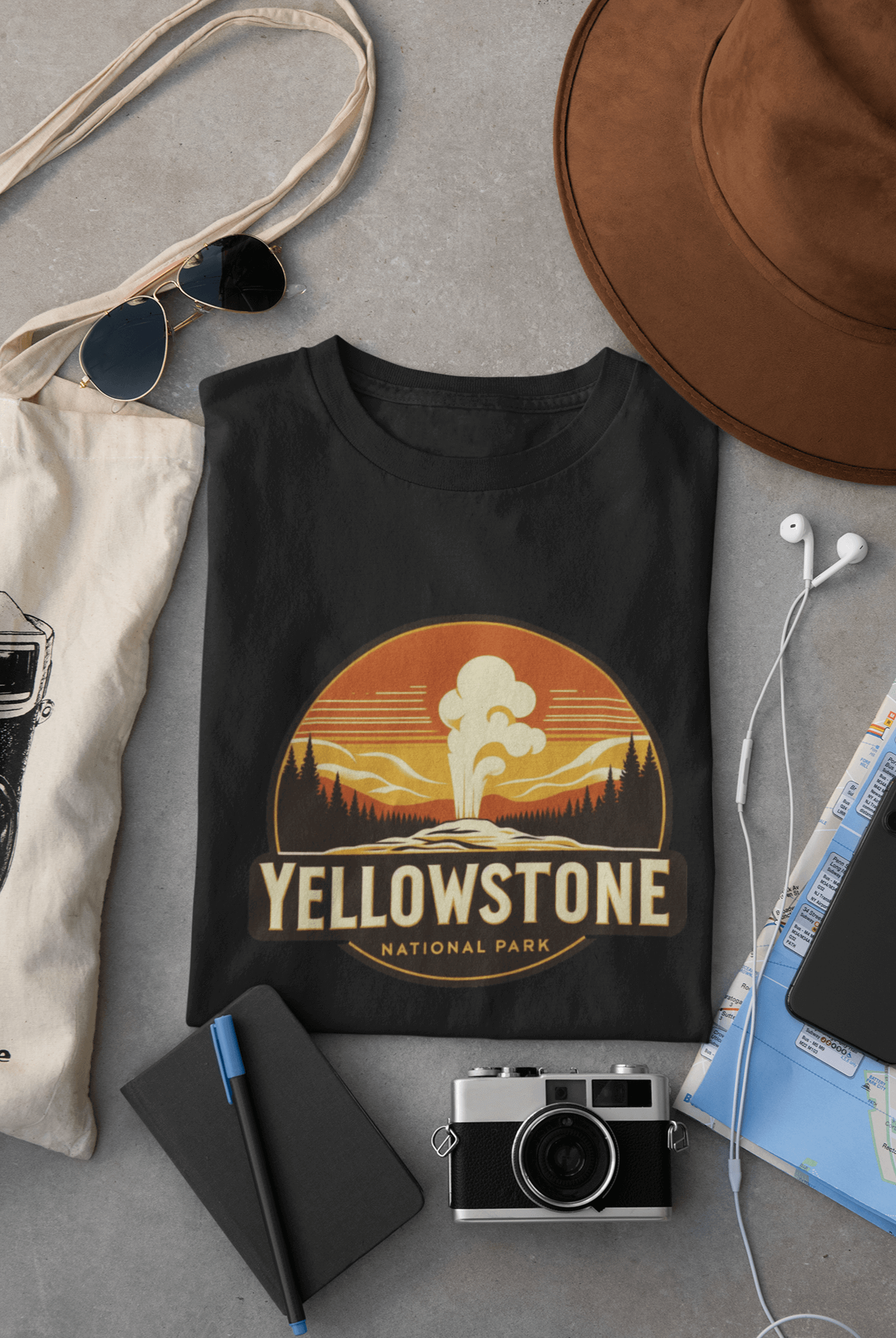 Yellowstone Old Faithful Geyser National Park Unisex Shirt – Eco-Friendly Hiking Tee | Classic Fit, for Camping, Travel & Adventure