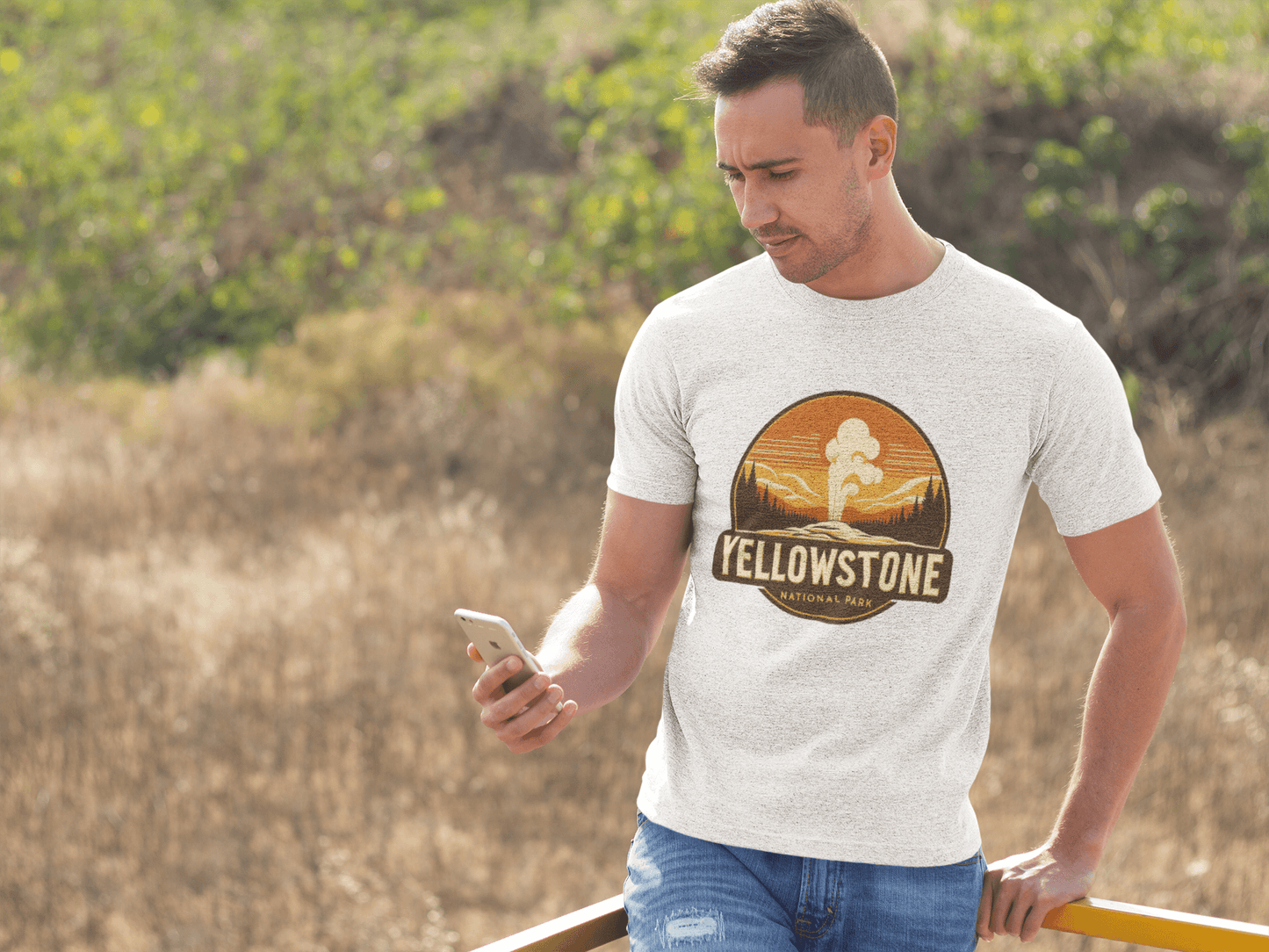 Yellowstone Old Faithful Geyser National Park Unisex Shirt – Eco-Friendly Hiking Tee | Classic Fit, for Camping, Travel & Adventure