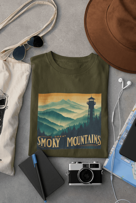 Great Smoky Mountains National Park – Clingmans Dome Unisex Shirt – Eco-Friendly Hiking Tee | Classic Fit, for Camping, Travel & Adventure