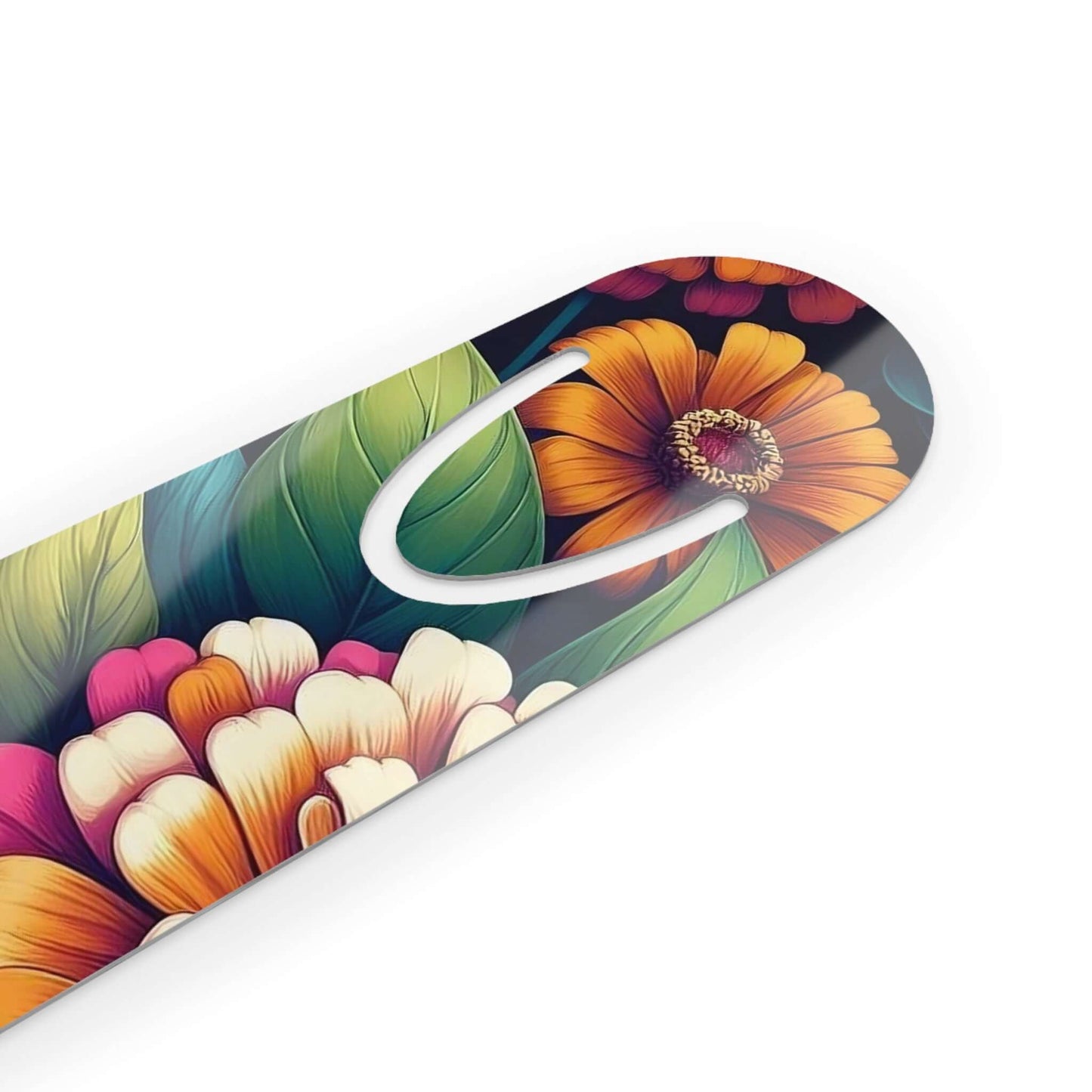 1.5"x5" Aluminum Zinnea Floral Bookmark | Unique Design | Bookworm Gift | Bookish Accessories | Assembled in USA - Wyld Peak