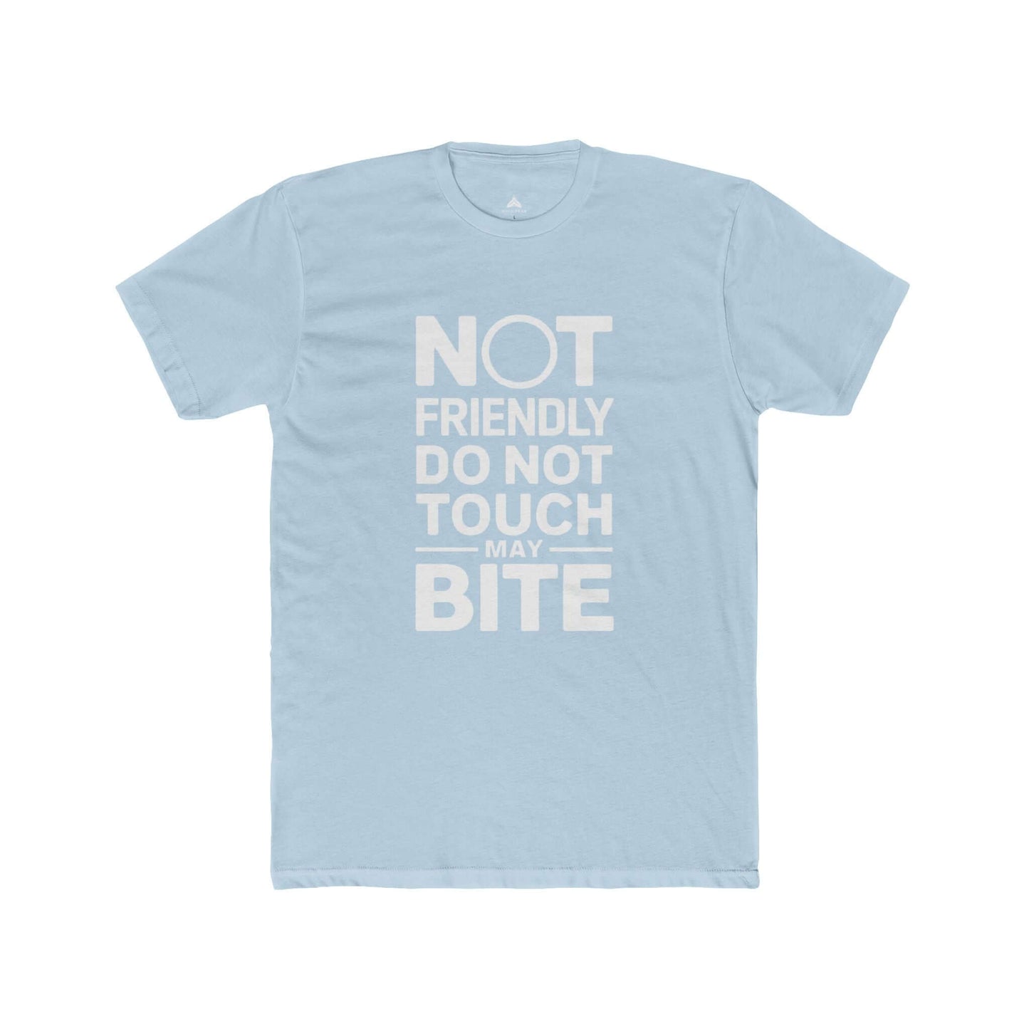 Women's premium cotton tee with cheeky slogan, offering effortless style and North American quality in light blue.