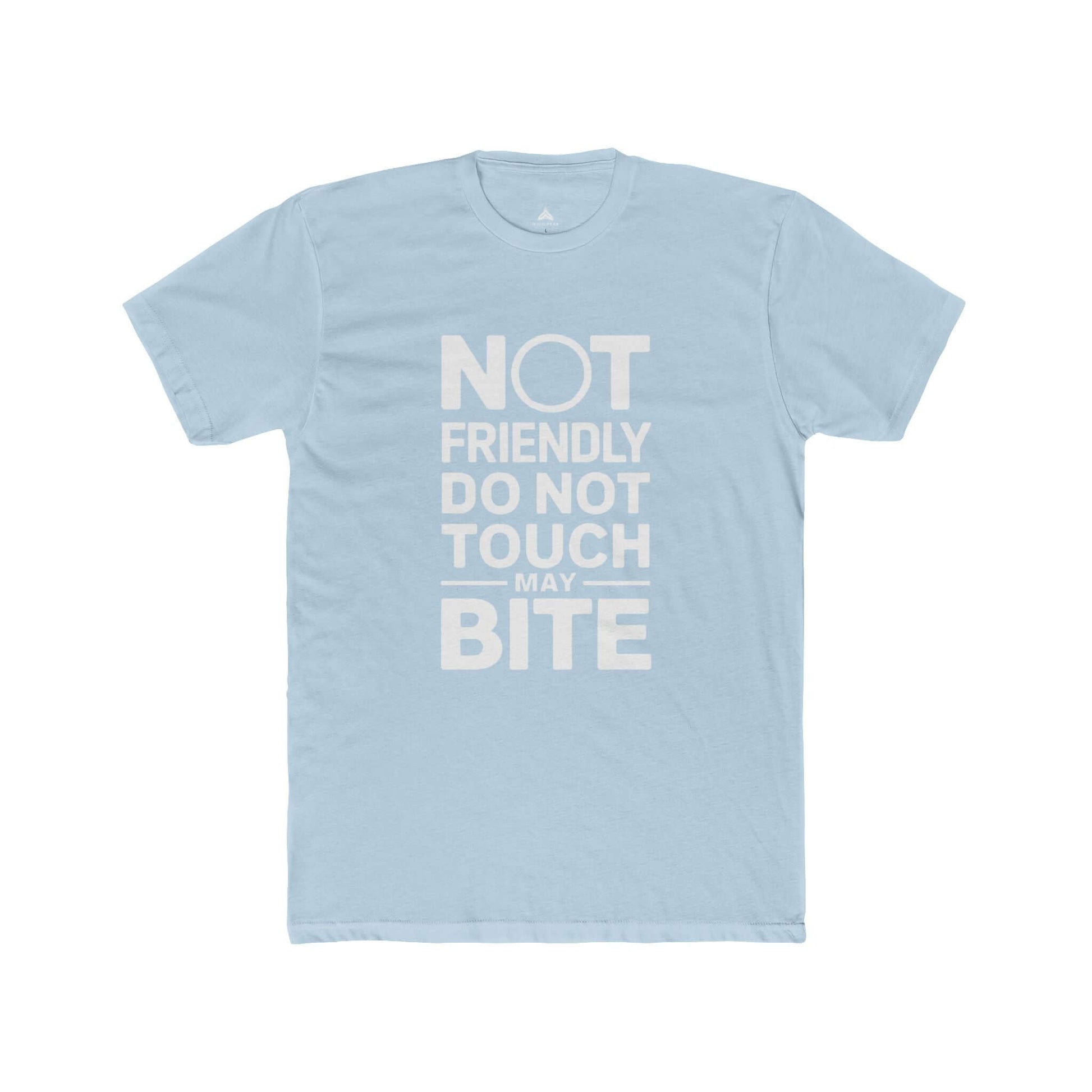 Women's premium cotton tee with cheeky slogan, offering effortless style and North American quality in light blue.