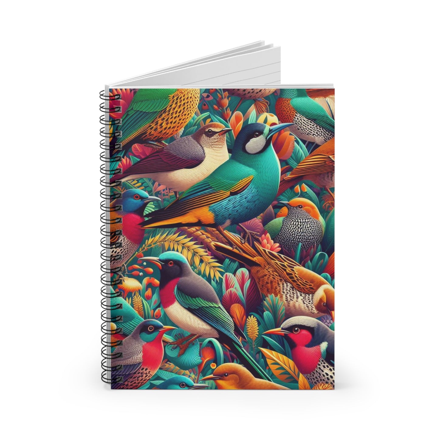 Colorful Bird Floral Spiral Notebook, Ruled Line | Artistic Design for Everyday Use | Perfect Gift for Writers, Him & Her