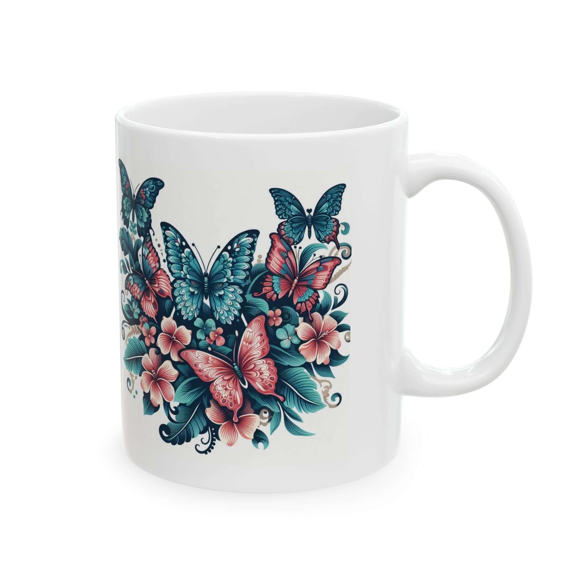 Colorful Butterfly Floral Ceramic Coffee Mug | 11oz & 15oz Options | Dishwasher & Microwave Safe - Wyld Peak