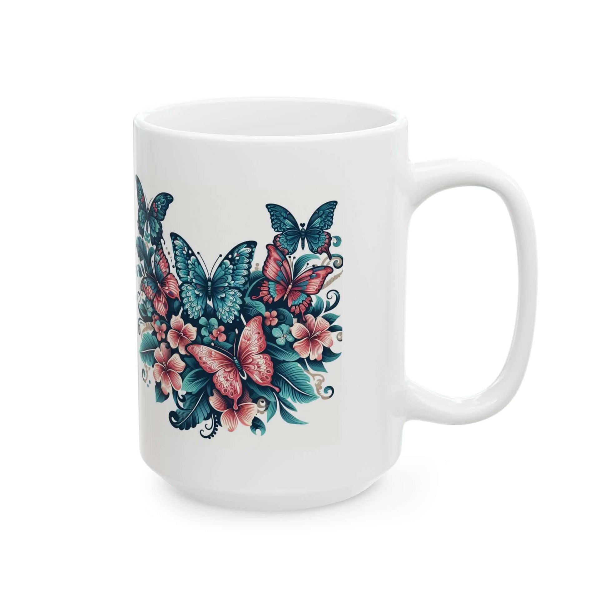 Colorful Butterfly Floral Ceramic Coffee Mug | 11oz & 15oz Options | Dishwasher & Microwave Safe - Wyld Peak