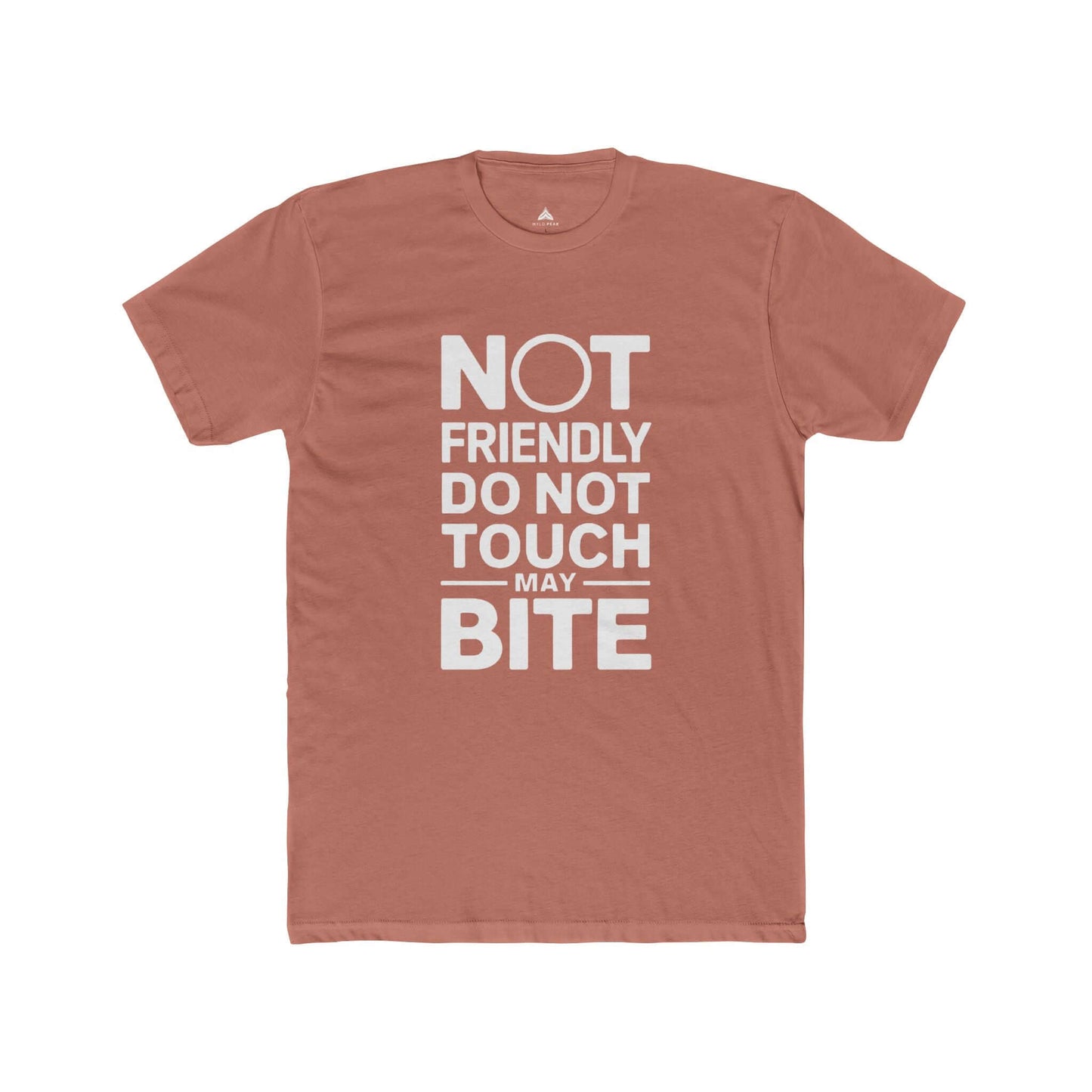 Soft and durable women's t-shirt with playful 'Do Not Touch' text, ideal for weekend adventures in salmon.