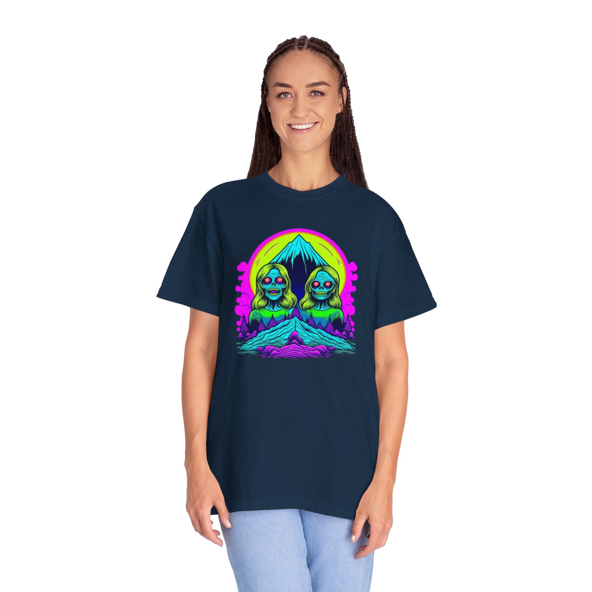 Woman in a stylish Zombie Tee T-shirt
