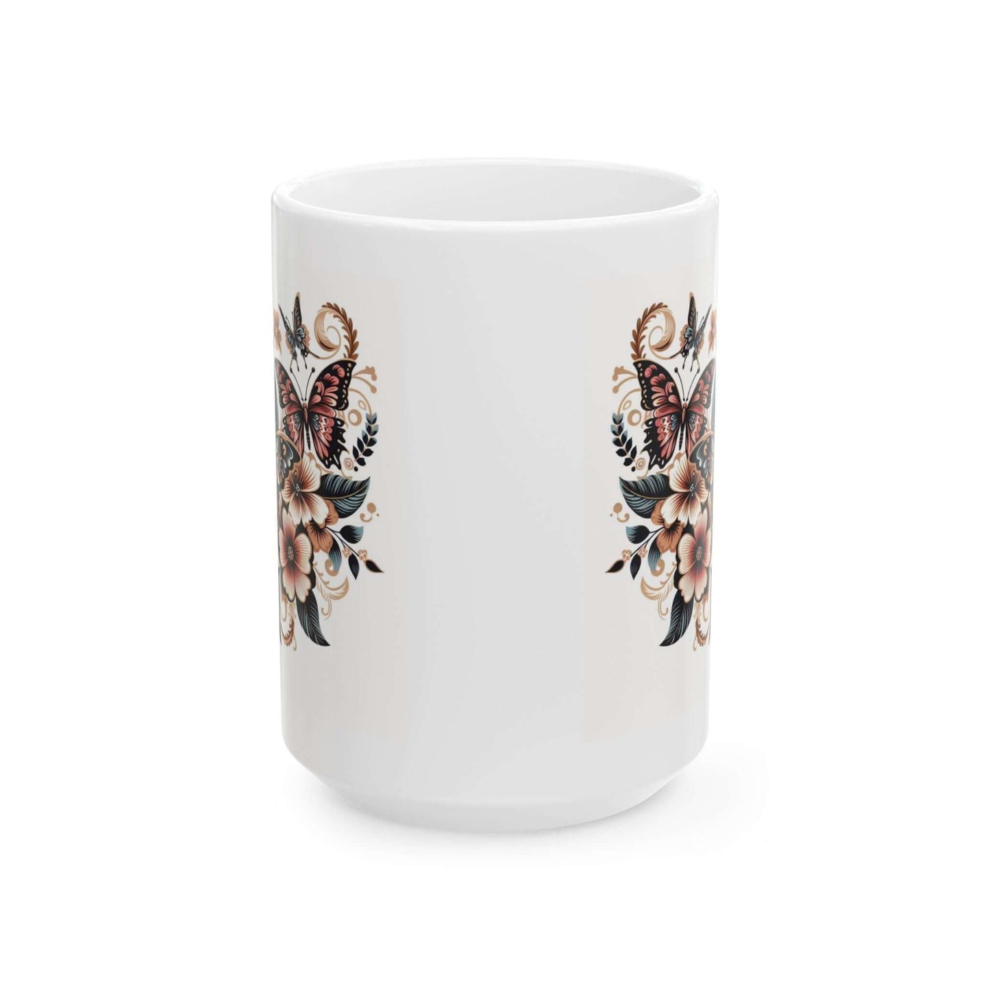 Colorful Butterfly Floral Ceramic Coffee Mug | 11oz & 15oz Options | Dishwasher, Microwave Safe - Wyld Peak