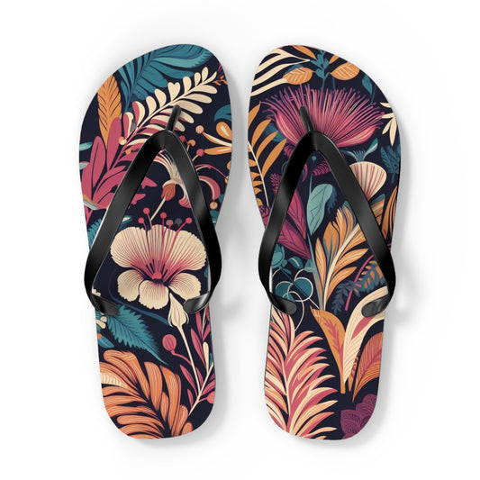 floral flip flops with white background
