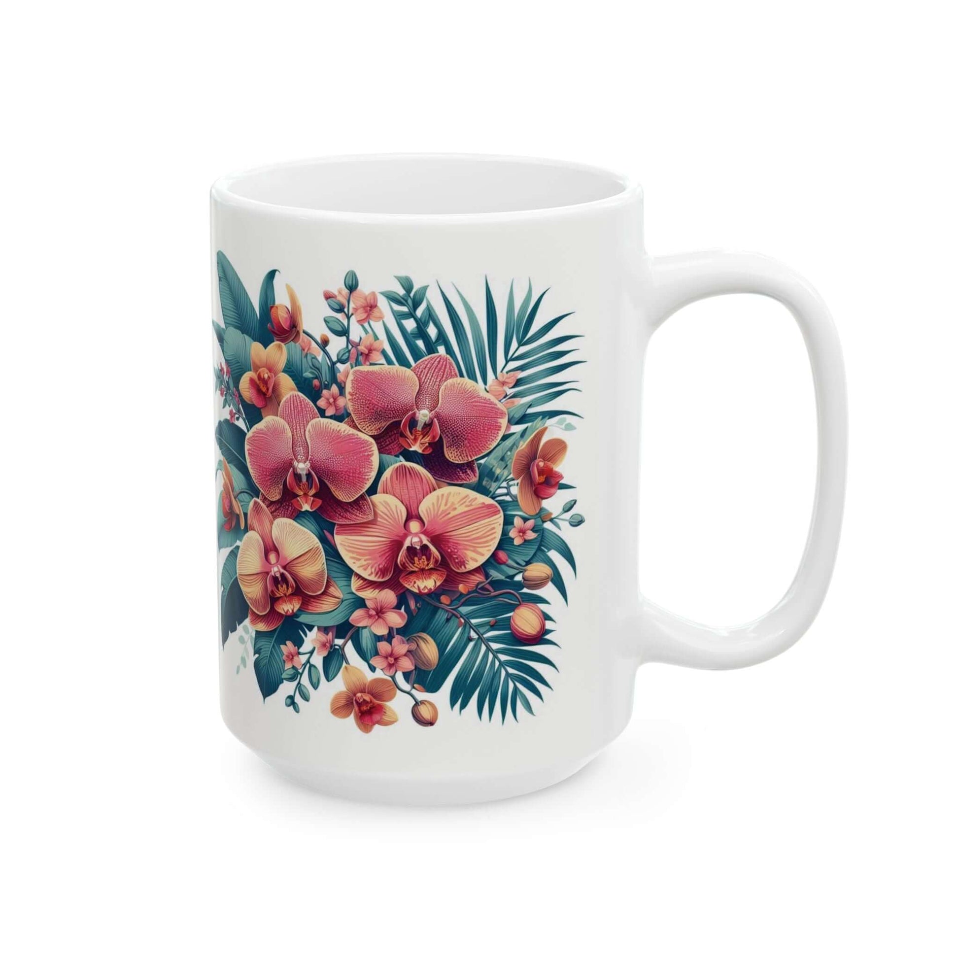 Orchid Floral Ceramic Coffee Mug | 11oz & 15oz Options | Dishwasher, Microwave Safe - Wyld Peak