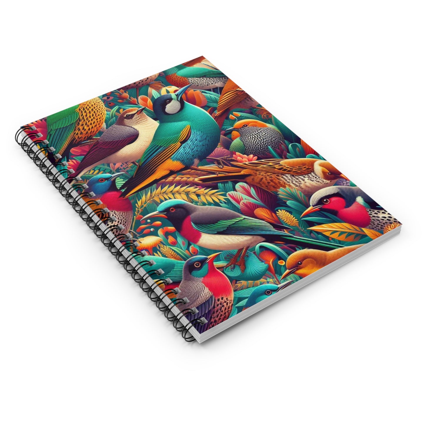 Colorful Bird Floral Spiral Notebook, Ruled Line | Artistic Design for Everyday Use | Perfect Gift for Writers, Him & Her