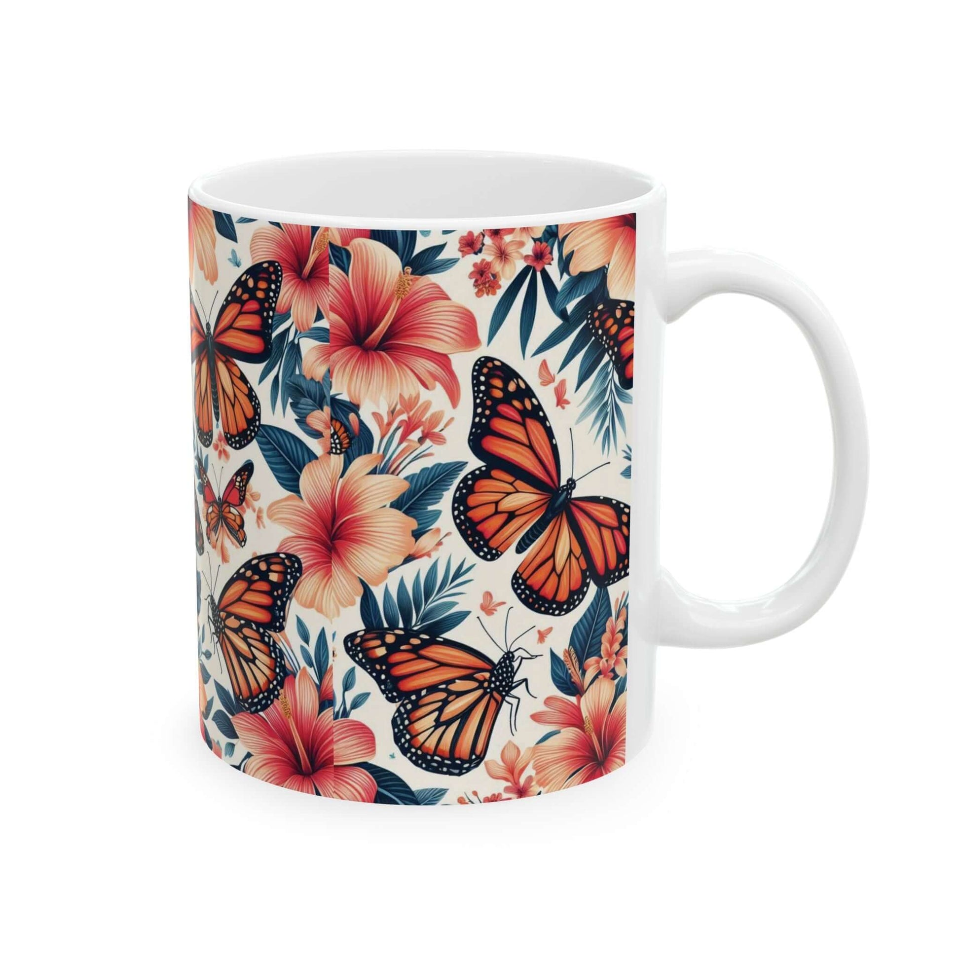 Colorful Monarch Butterfly Floral Ceramic Coffee Mug | 11oz & 15oz Options | Dishwasher & Microwave Safe - Wyld Peak