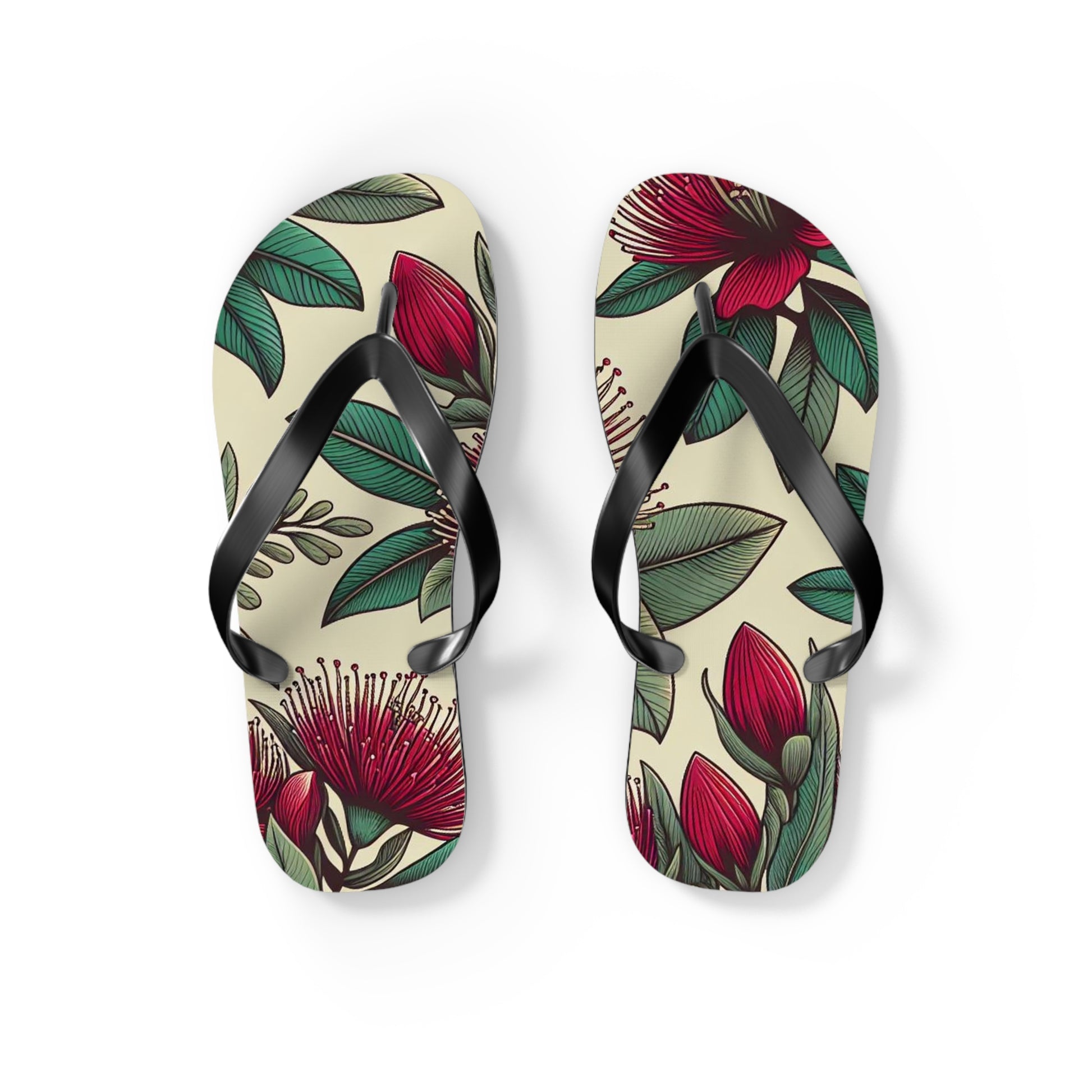 a pair of sandals with flowers on them