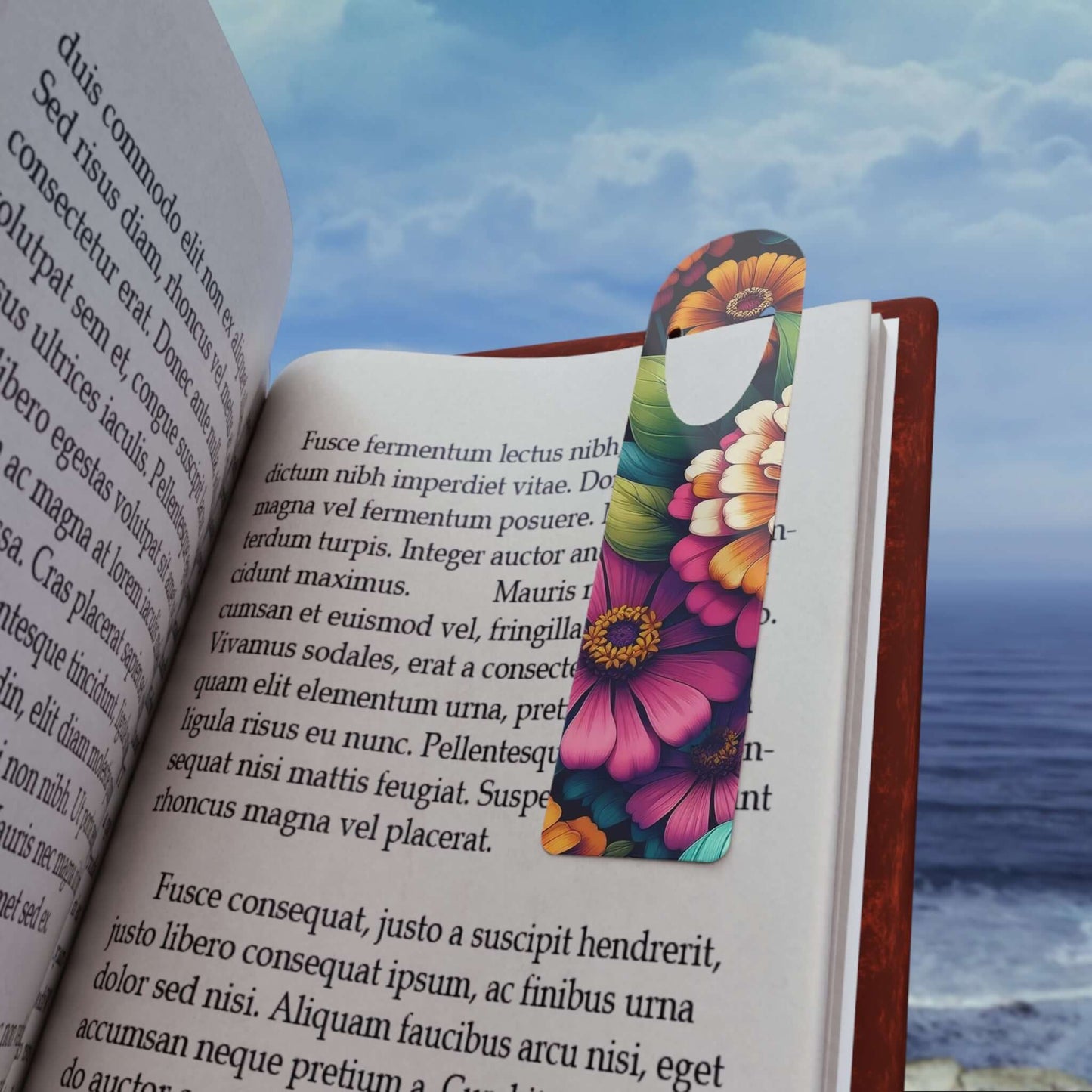 1.5"x5" Aluminum Zinnea Floral Bookmark | Unique Design | Bookworm Gift | Bookish Accessories | Assembled in USA - Wyld Peak