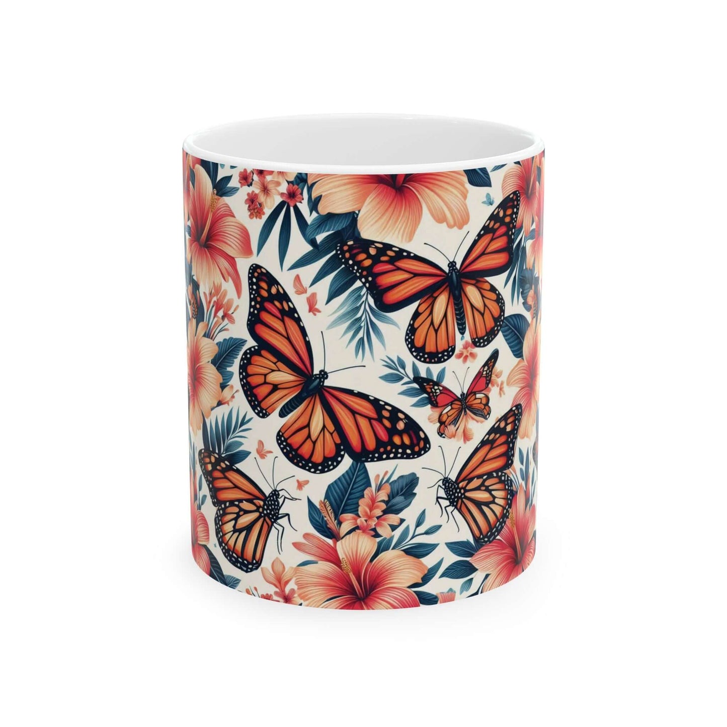 Colorful Monarch Butterfly Floral Ceramic Coffee Mug | 11oz & 15oz Options | Dishwasher & Microwave Safe - Wyld Peak