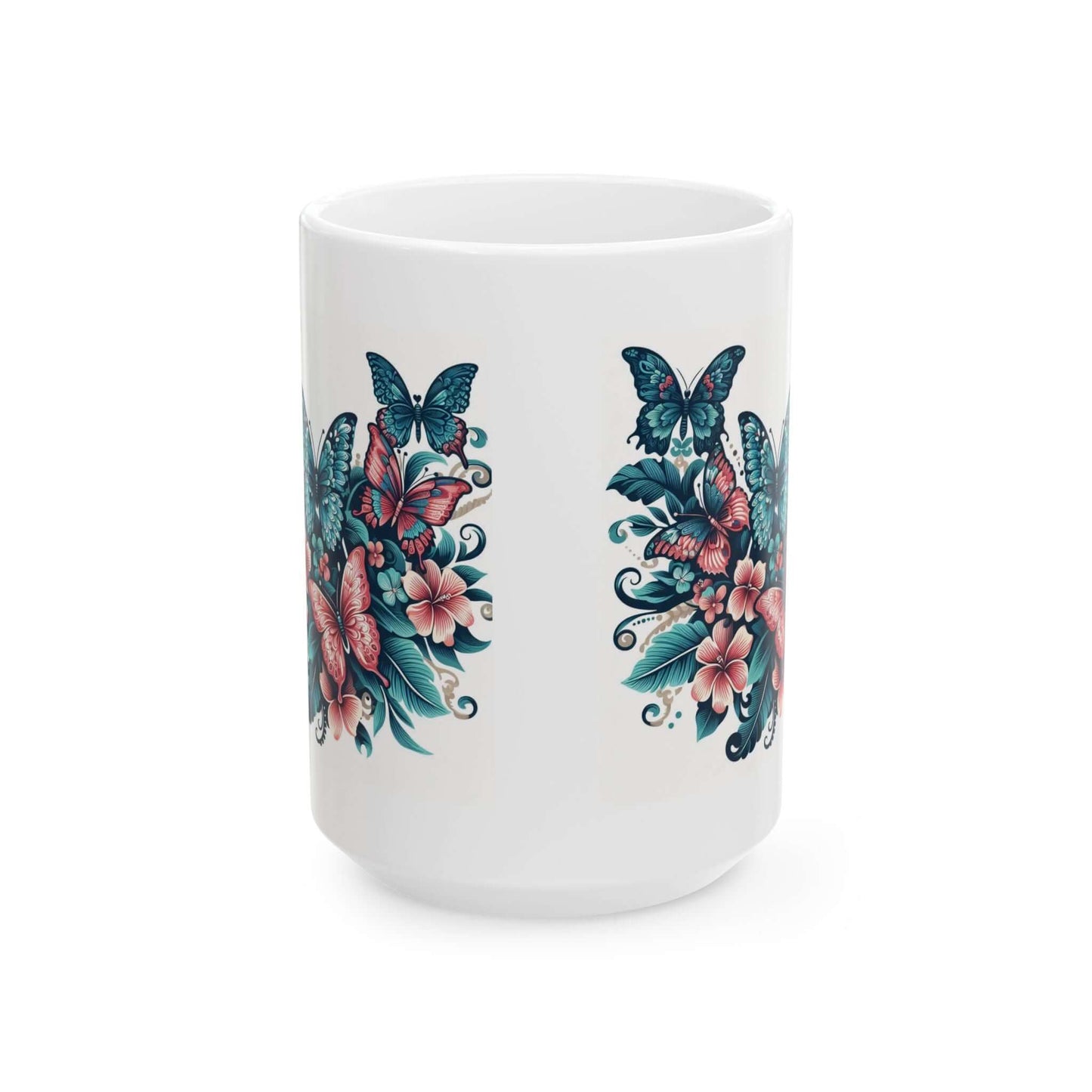 Colorful Butterfly Floral Ceramic Coffee Mug | 11oz & 15oz Options | Dishwasher & Microwave Safe - Wyld Peak